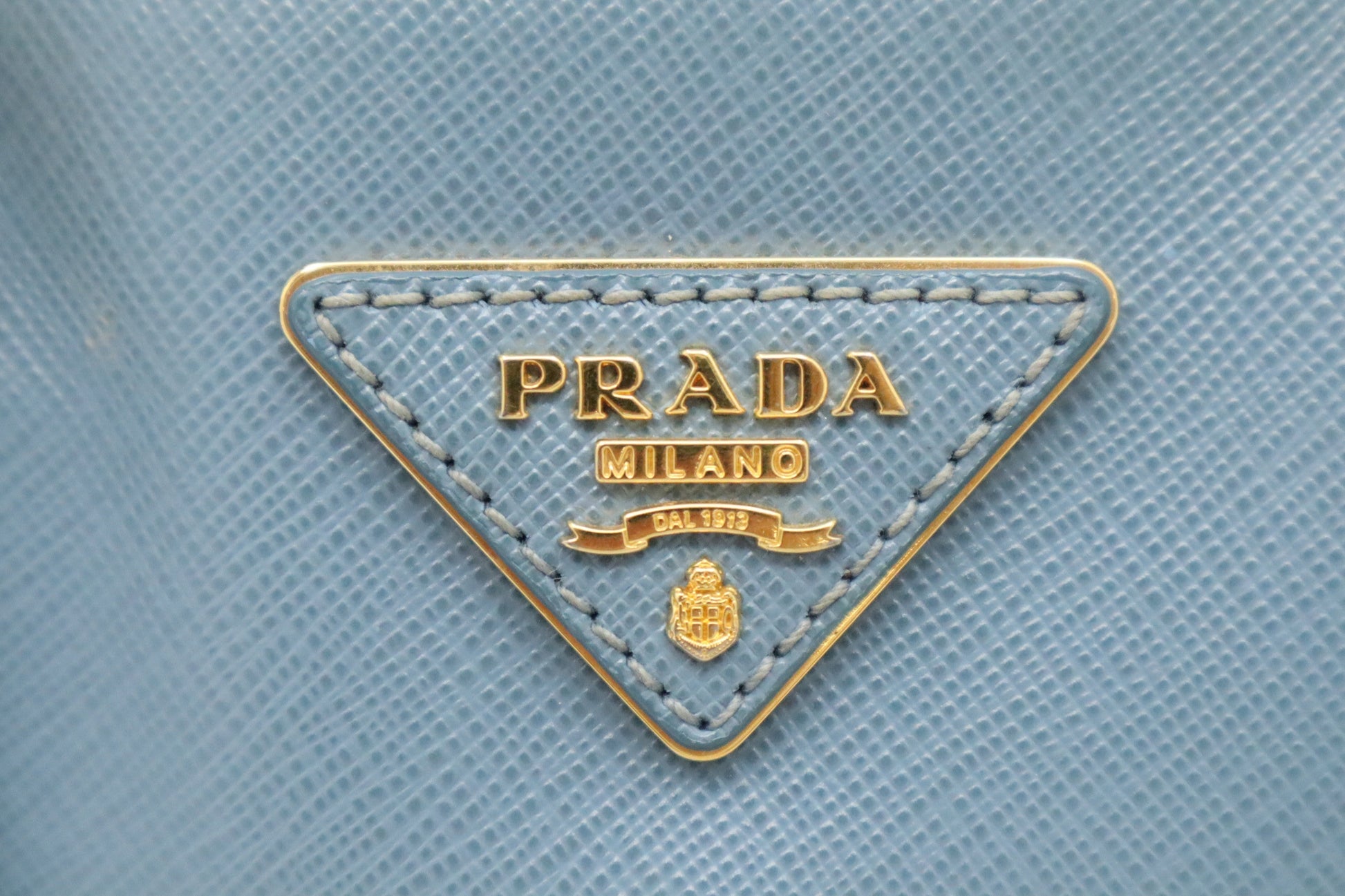 Prada Lux Promenade In Light Saffiano Handbag Leather Blue Travel Bag