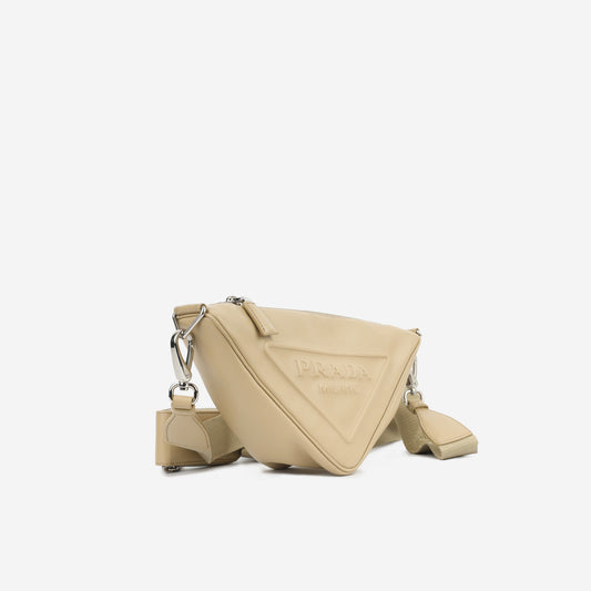 Prada Triangle Crossbody Beige Crossbody Bag