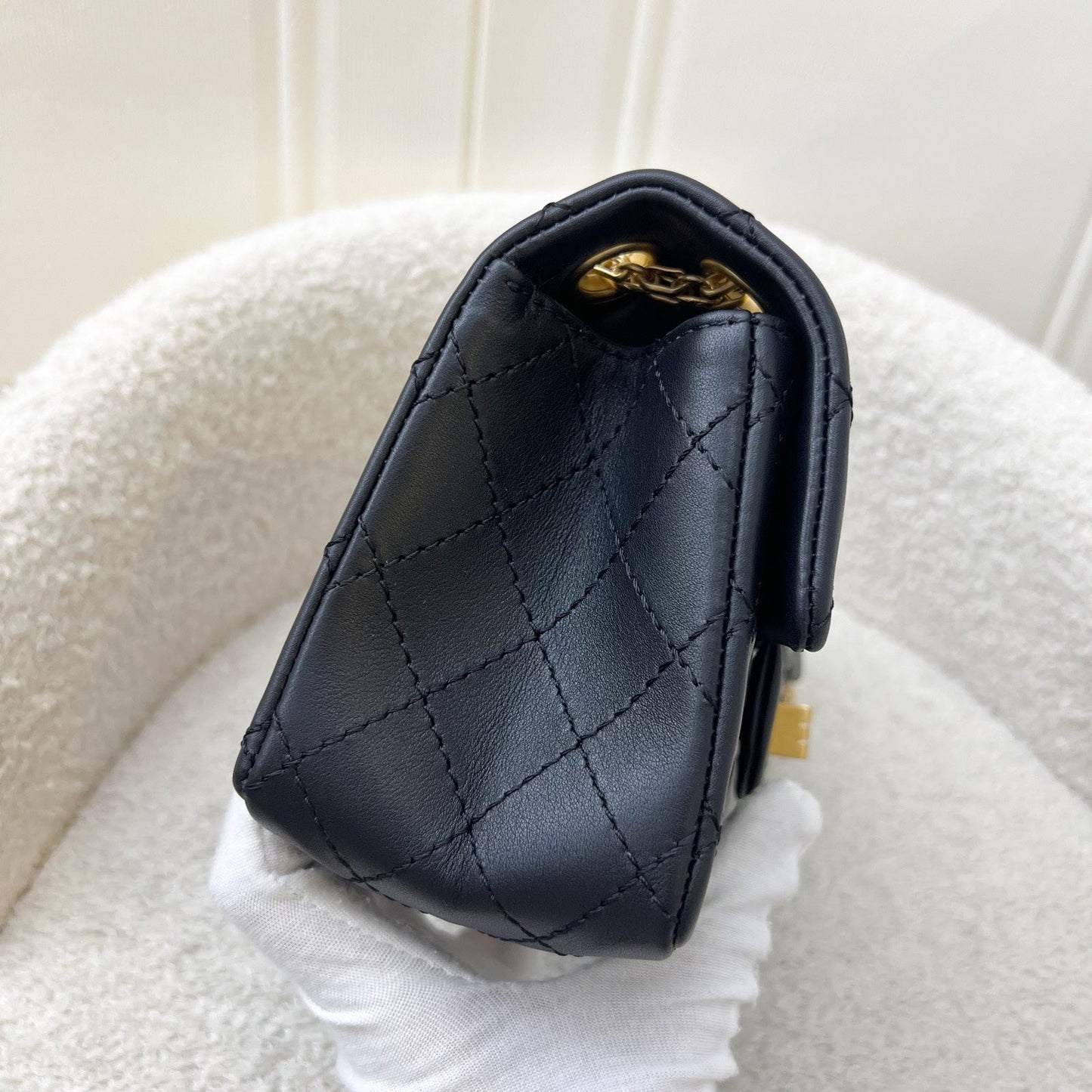 Classic 2.55 Reissue Mini Flap in Black Distressed Calfskin AGHW (Model: ) Accessory Classic