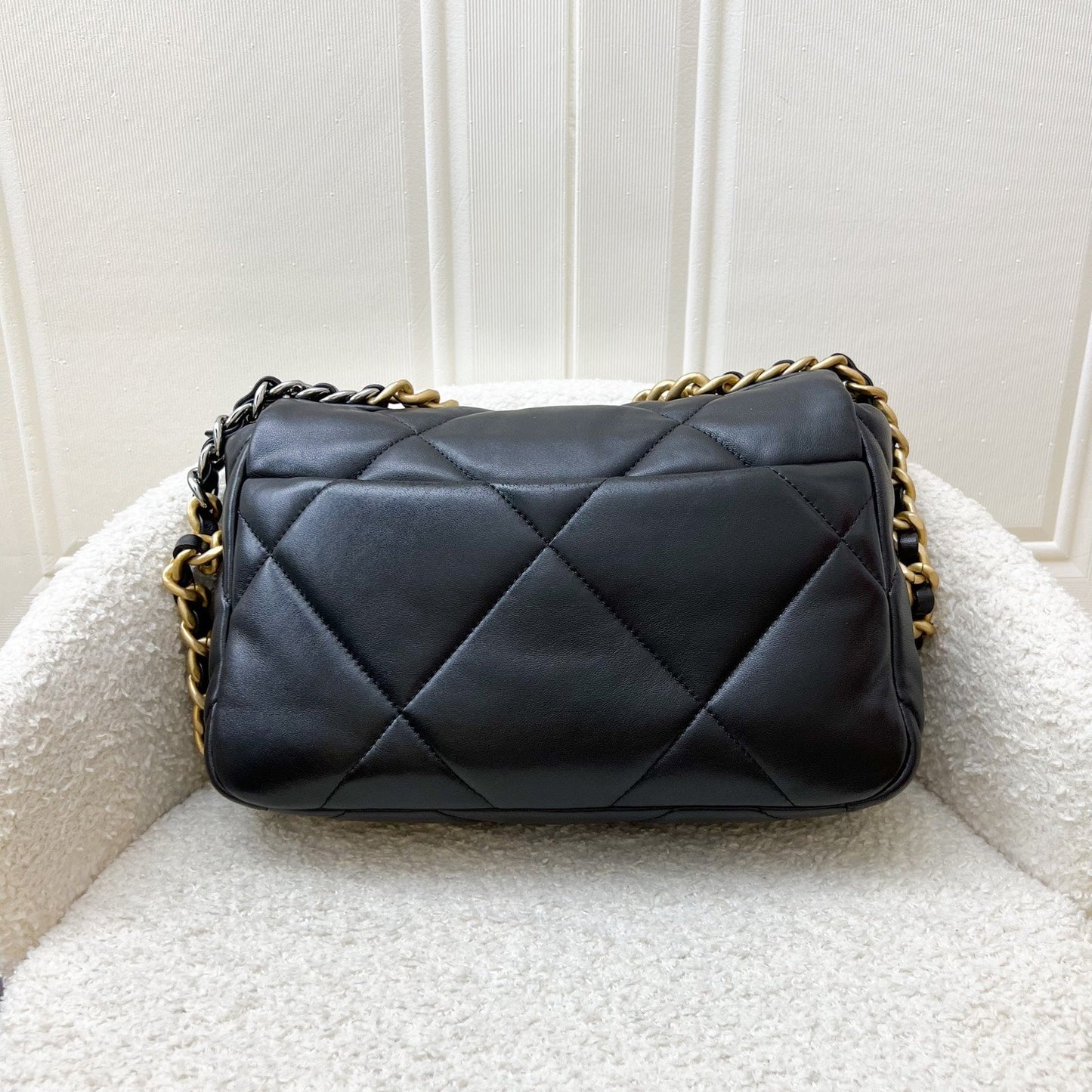 Chanel 19 Small Flap in Black Lambskin and 3-tone HW (Model: ) Accessory