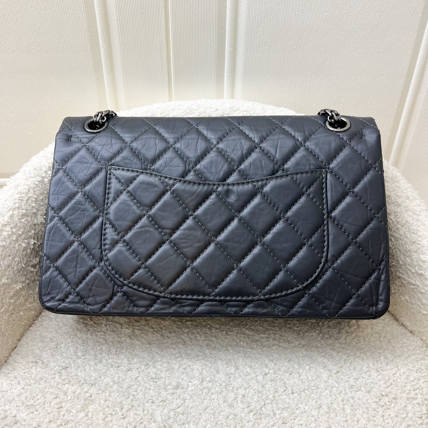 Chanel Large 2.55 Reissue Flap in Charcoal Grey Distressed Calfskin and RHW Accessory