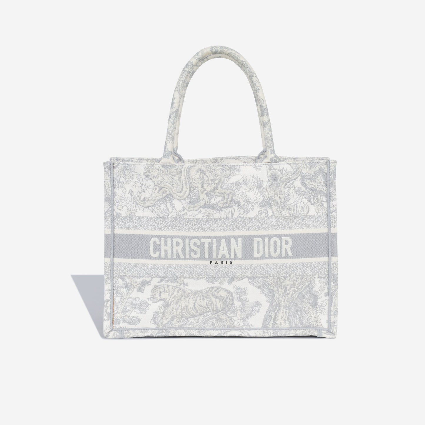 Dior Christian Book Tote Grey Toile Du Jouy Gray Small Tote Bag