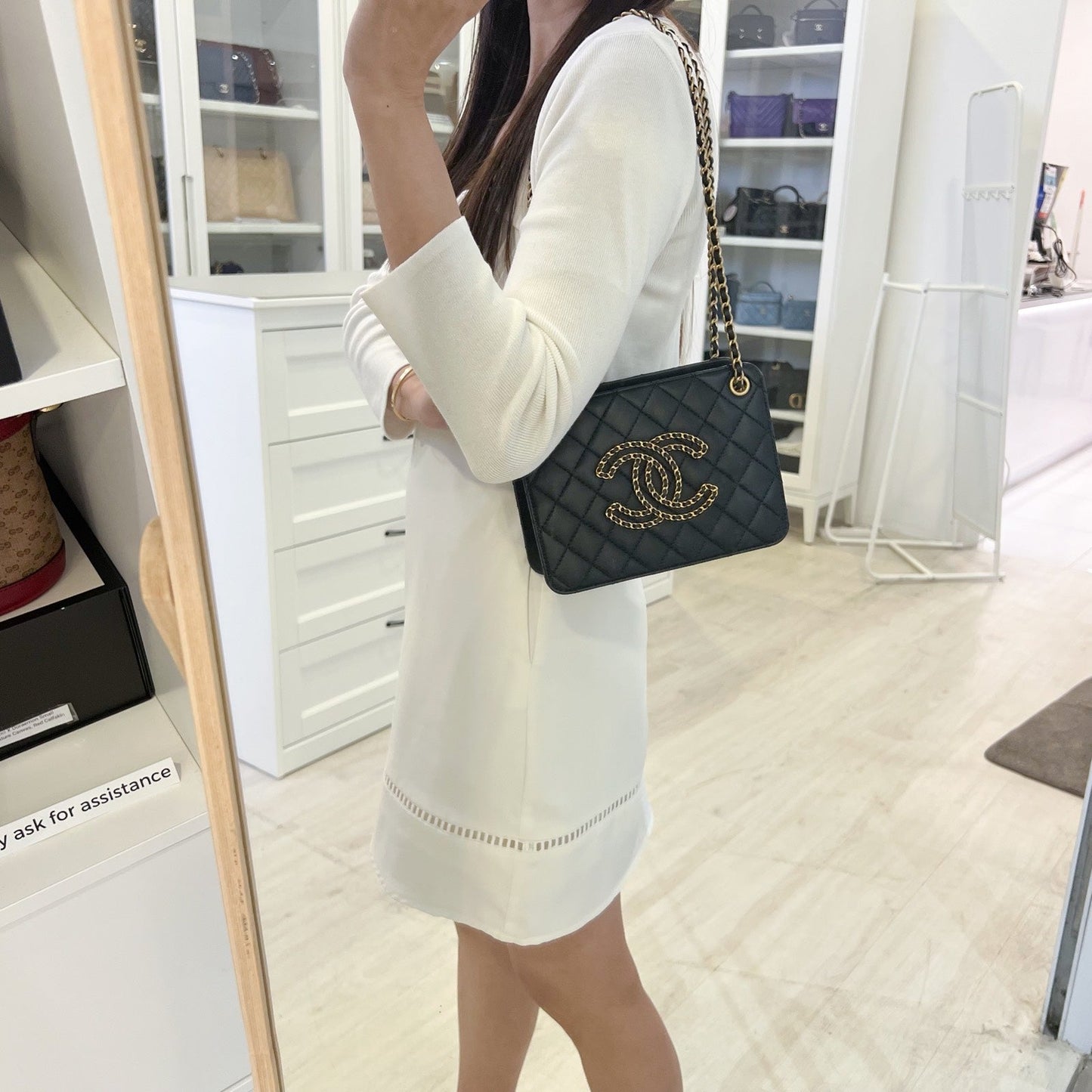 Chanel Mini Accordion Tote in Black Lambskin and AGHW (Model: )