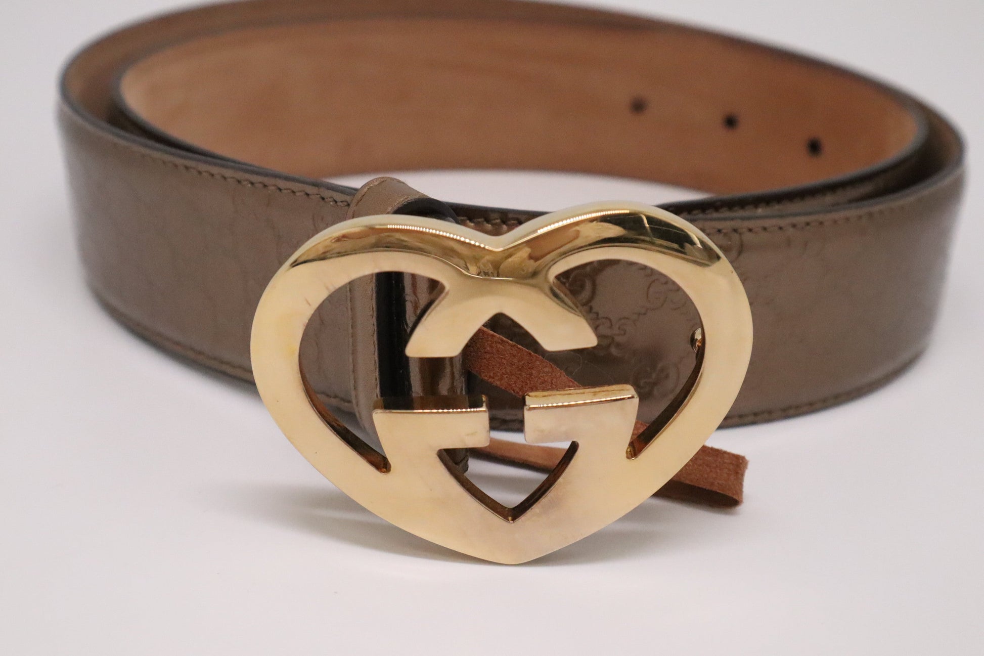 Gucci Heart Leather Patent Brown Belt