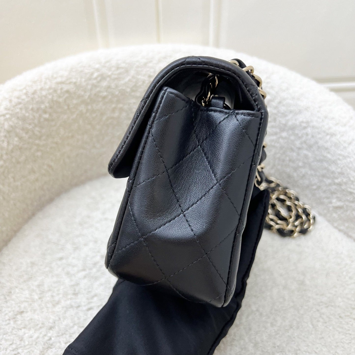 Chanel Classic Mini Rectangle Flap in Black Lambskin and GHW Accessory