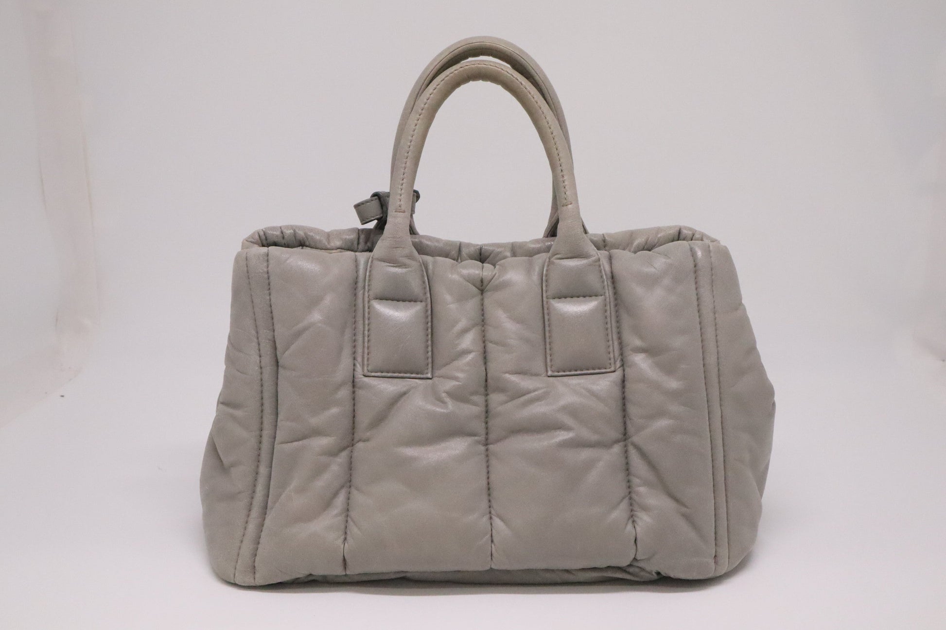 Prada Bomber Tote In Gray Nappa Handbag Leather Medium Tote Bag