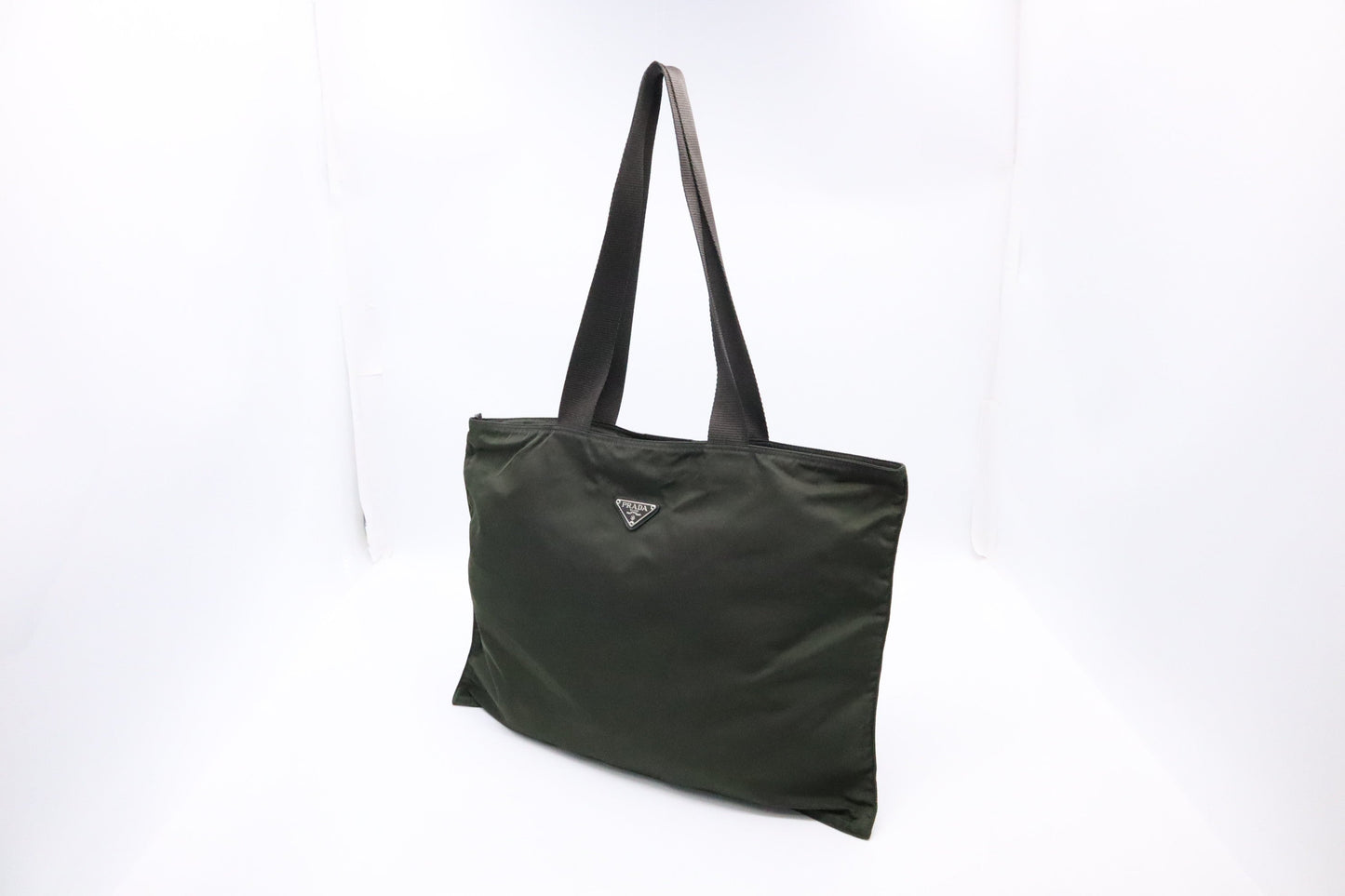Prada Tote In Dark Handbag Nylon Green Tote Bag