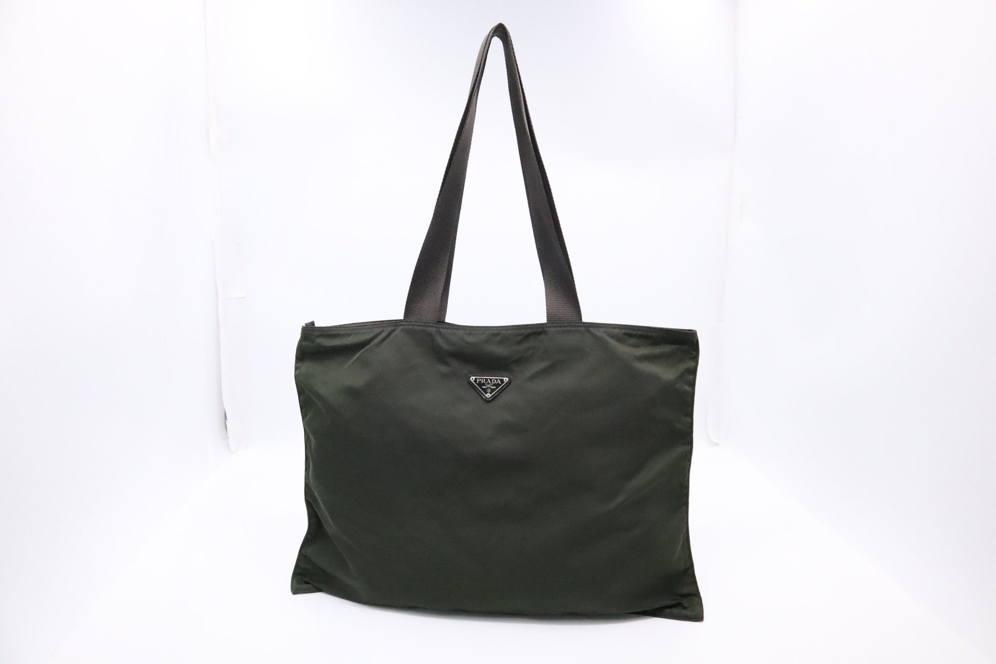 Prada Tote In Dark Handbag Nylon Green Tote Bag