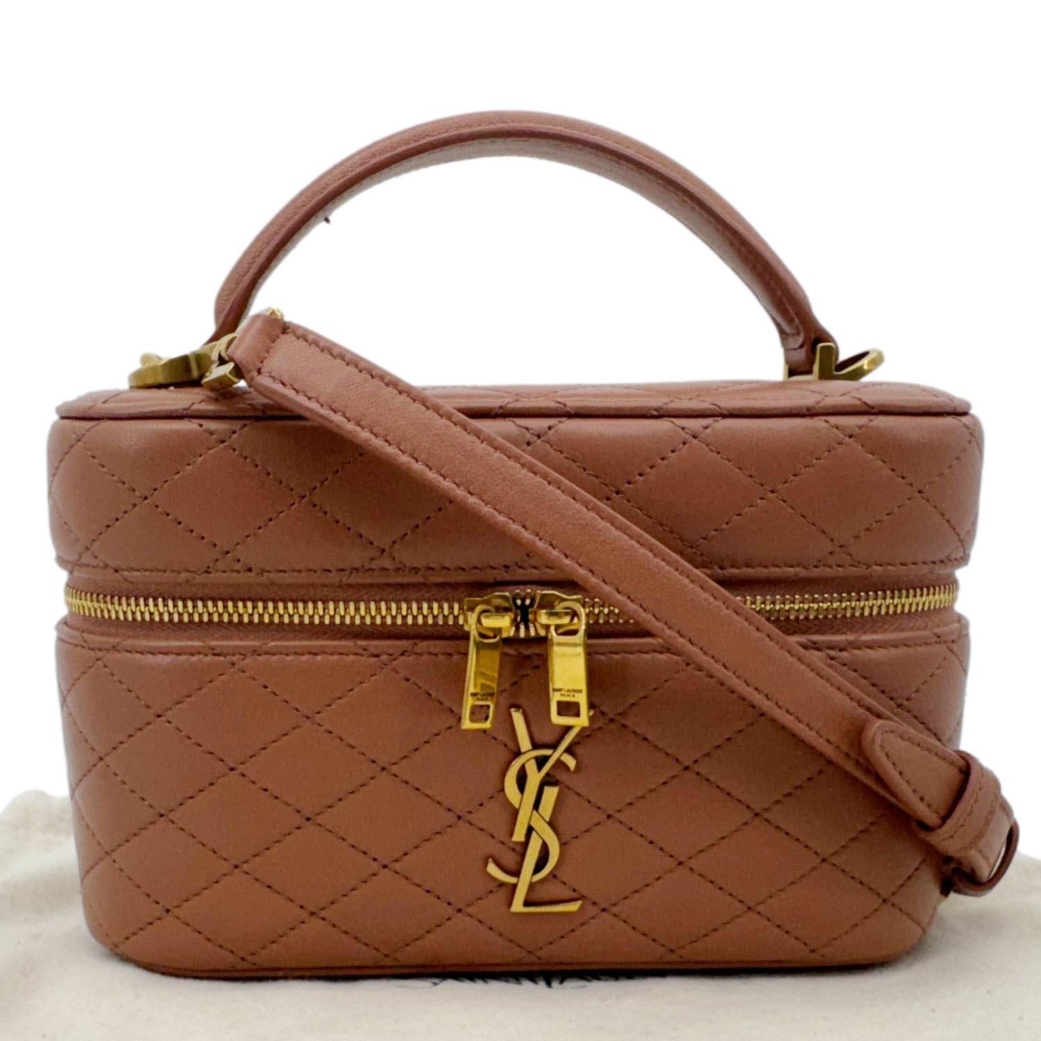 YSL Saint Laurent Yves Gaby Vanity Crossbody Bag Barely Leather Quilted Pink