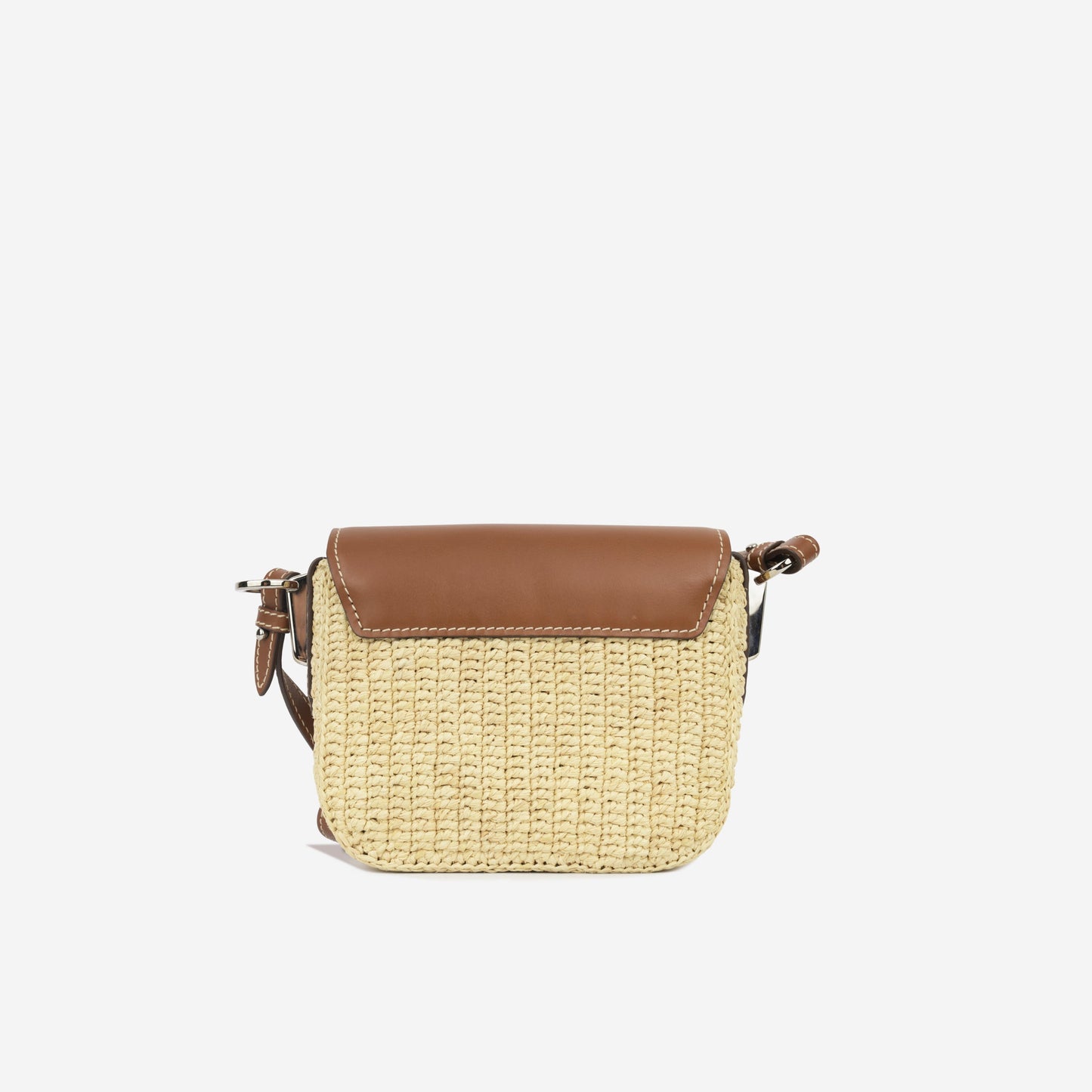 Prada Triangle Pl Ue Crossbody Bag Raffia Logo Flap