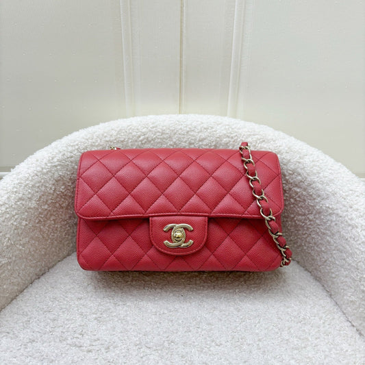 Chanel Classic Mini Rectangle Flap in Dark Pink Caviar LGHW Accessory