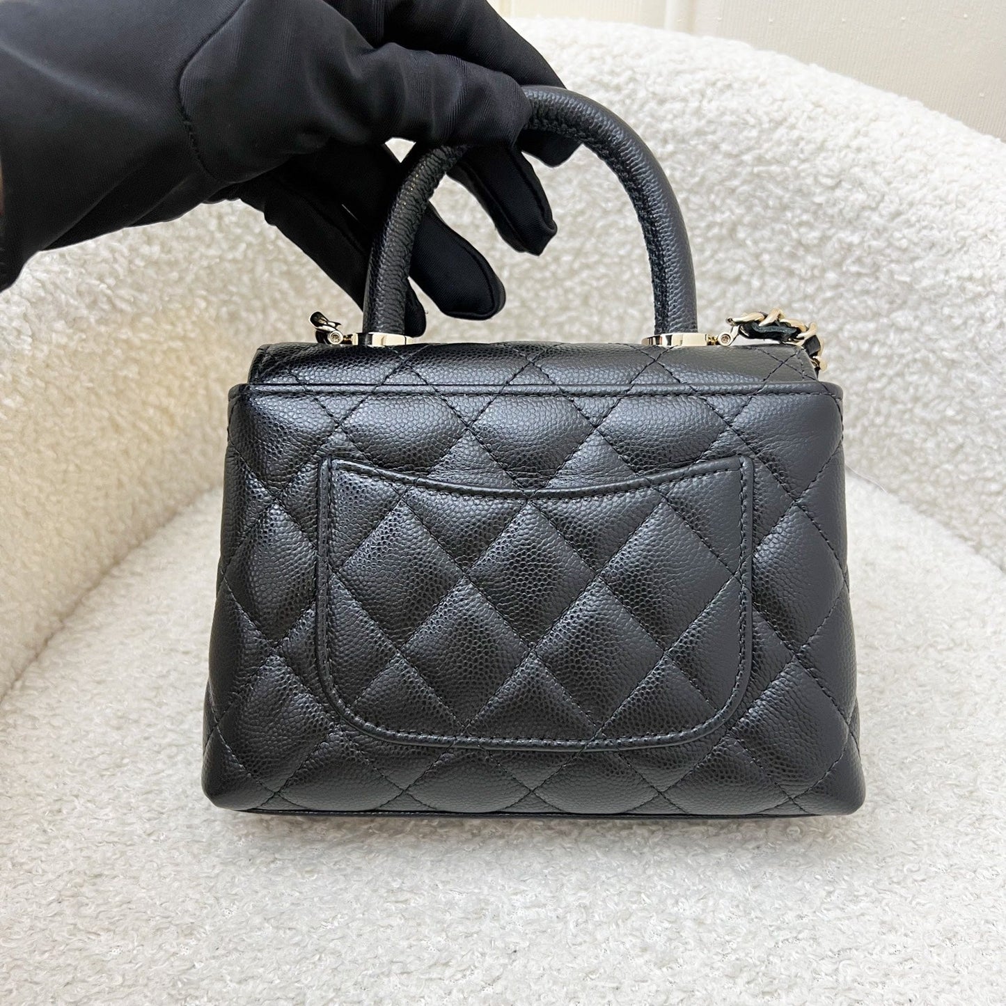 Micro Coco Handle Flap Bag in Black Caviar and LGHW () Classic