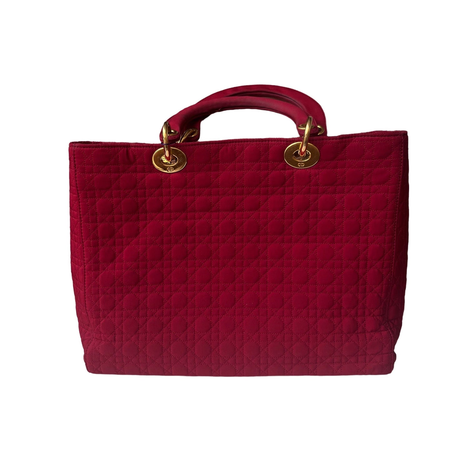Dior Lady Burgundy Cloth With Yellow Tone Hardware Gold Large Travel Bag