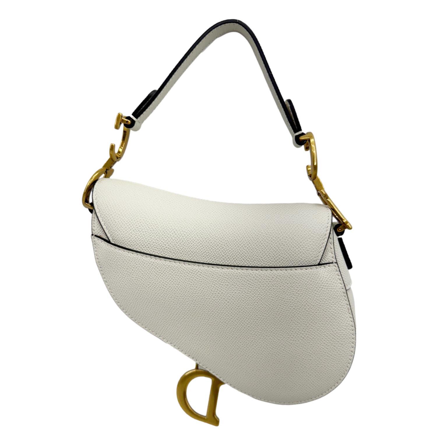 Dior Saddle Satchel Shoulder Bag Off Leather White
