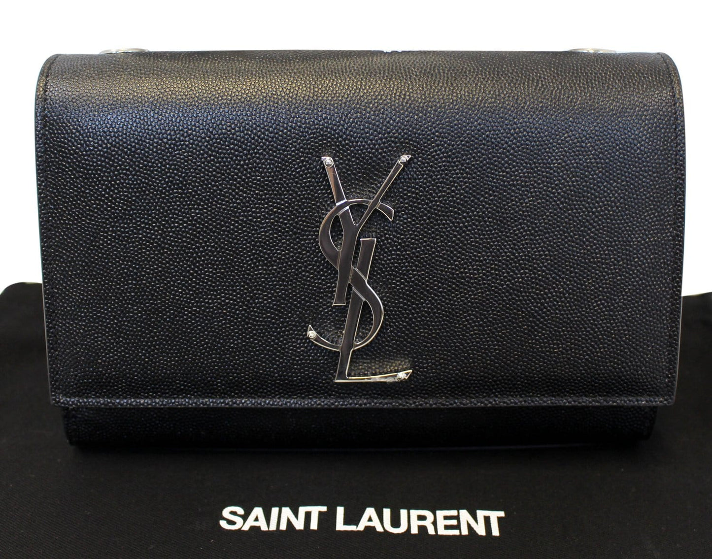 YSL Saint Laurent Saint Kate Chian Clutch Crossbody Bag Leather Black Bag E4606
