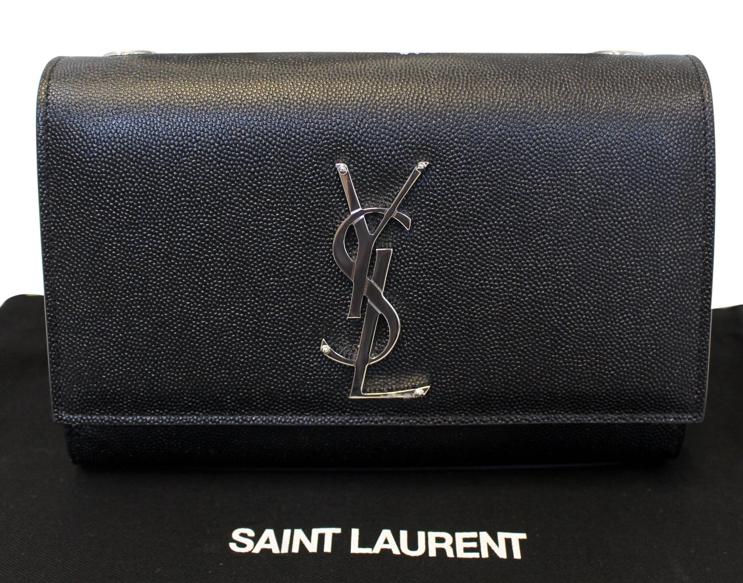 YSL Saint Laurent Saint Kate Chian Clutch Crossbody Bag Leather Black Bag E4606