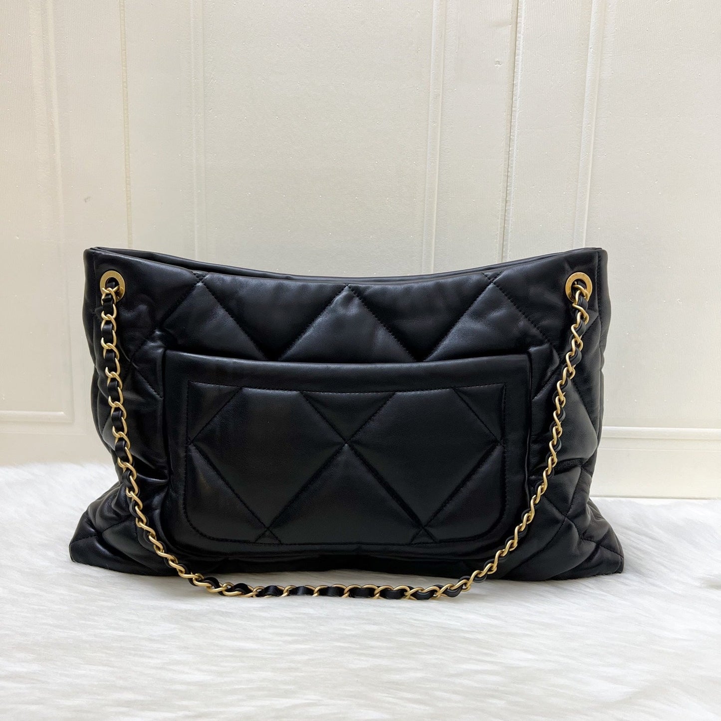 Chanel [Brand New - Oct 2025] Shoulder Shopping Bag in Black Lambskin and AGHW