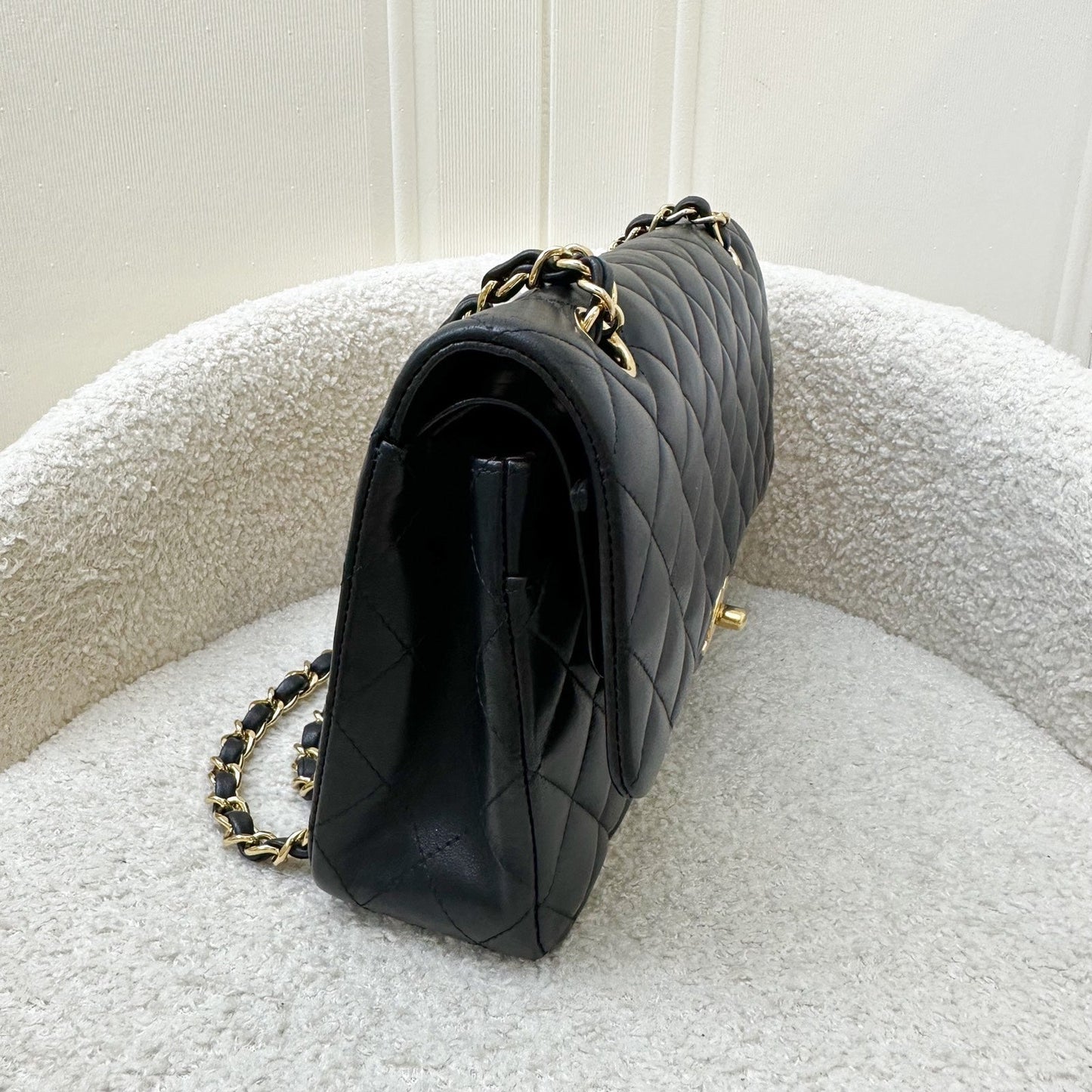 Chanel Medium Classic Flap CF in Black Lambskin and GHW Accessory