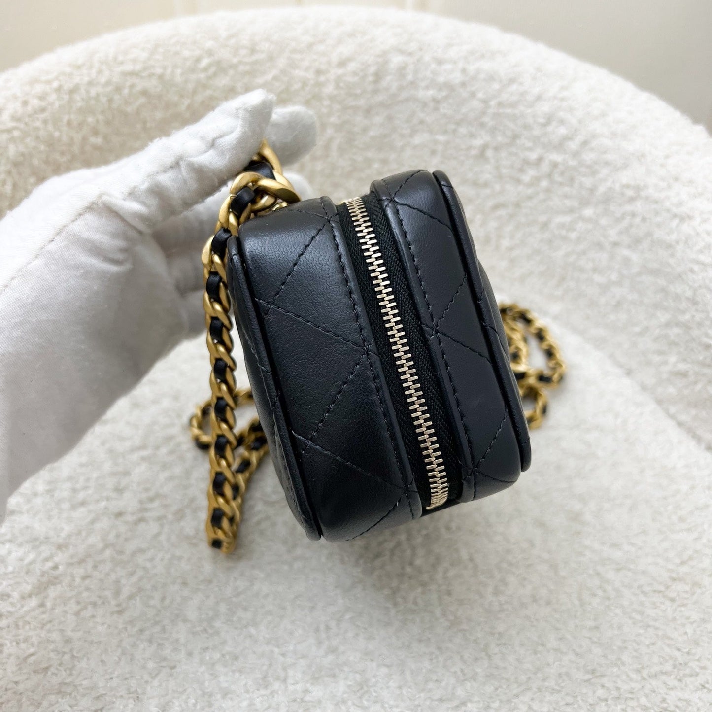 Chanel Afternoon Tea Vanity / Clutch with Chain in Black Lambskin and AGHW