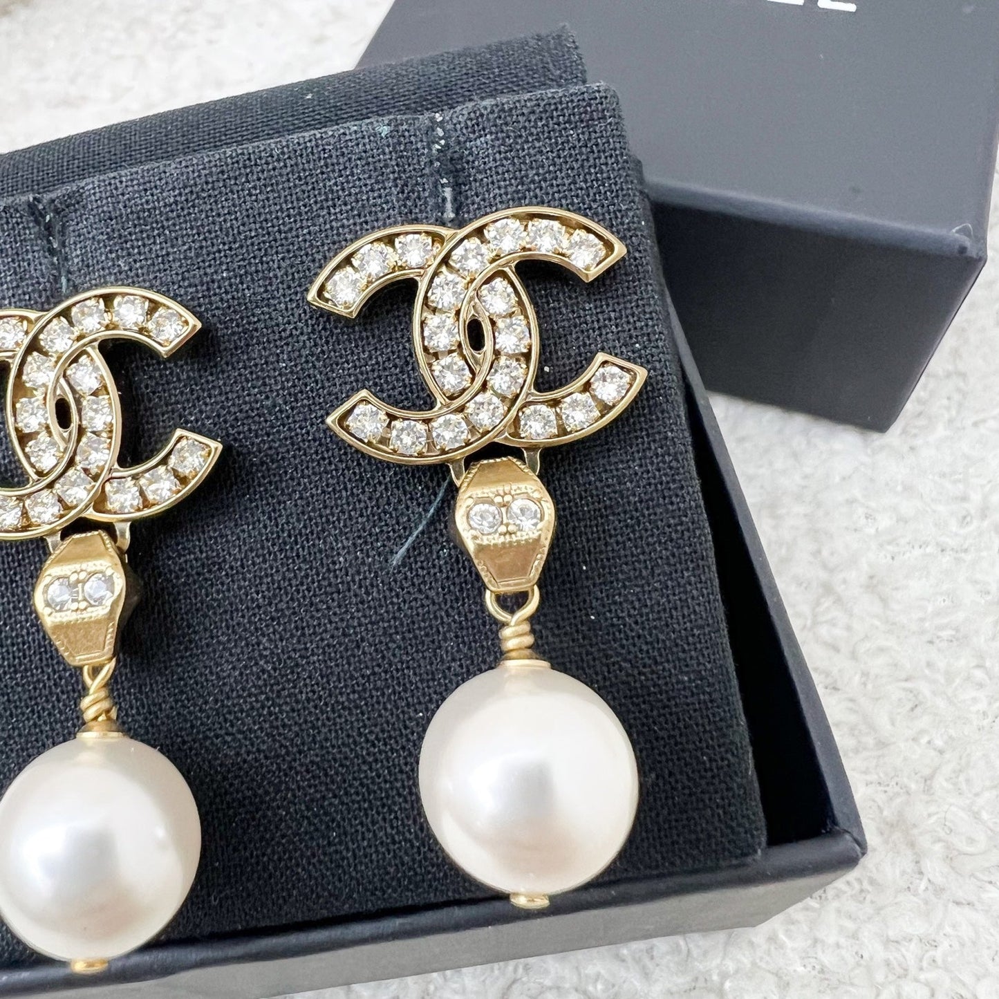 Chanel Dangling Earrings with Crystals, Pearl and AGHW Jewelry