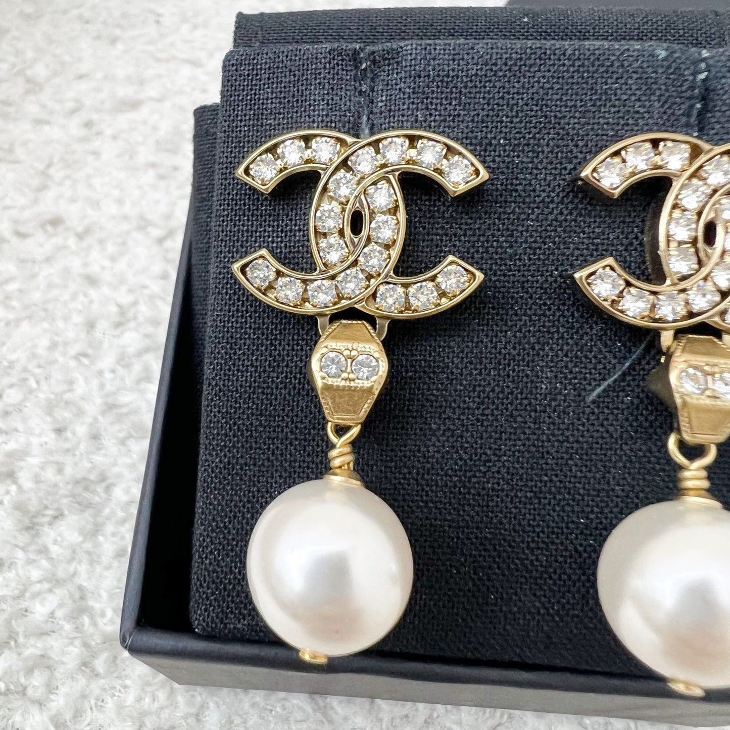 Chanel Dangling Earrings with Crystals, Pearl and AGHW Jewelry
