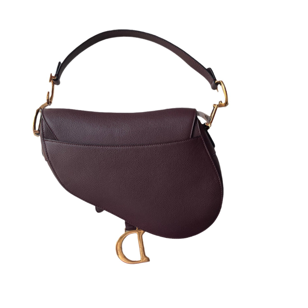 Dior Saddle Burgundy Grained Handbag Leather Medium Travel Bag