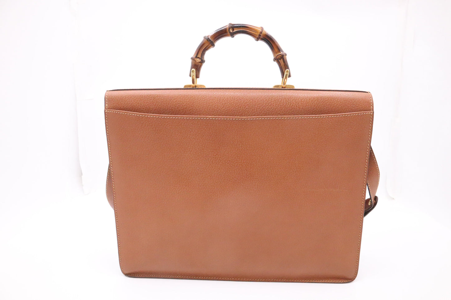 Gucci Bamboo Briefcase Leather Brown Tan Handbag