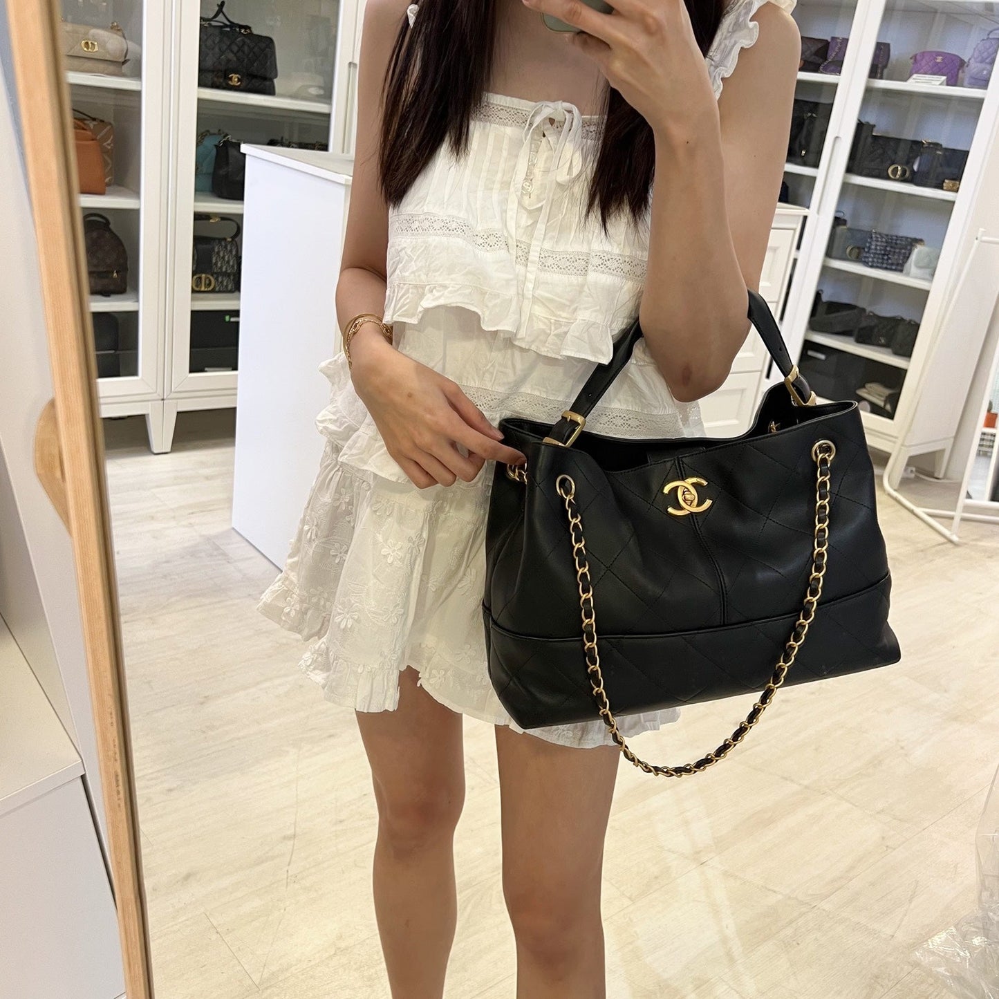 Chanel Tote / Shopping Bag in Black Leather and AGHW (Model: )