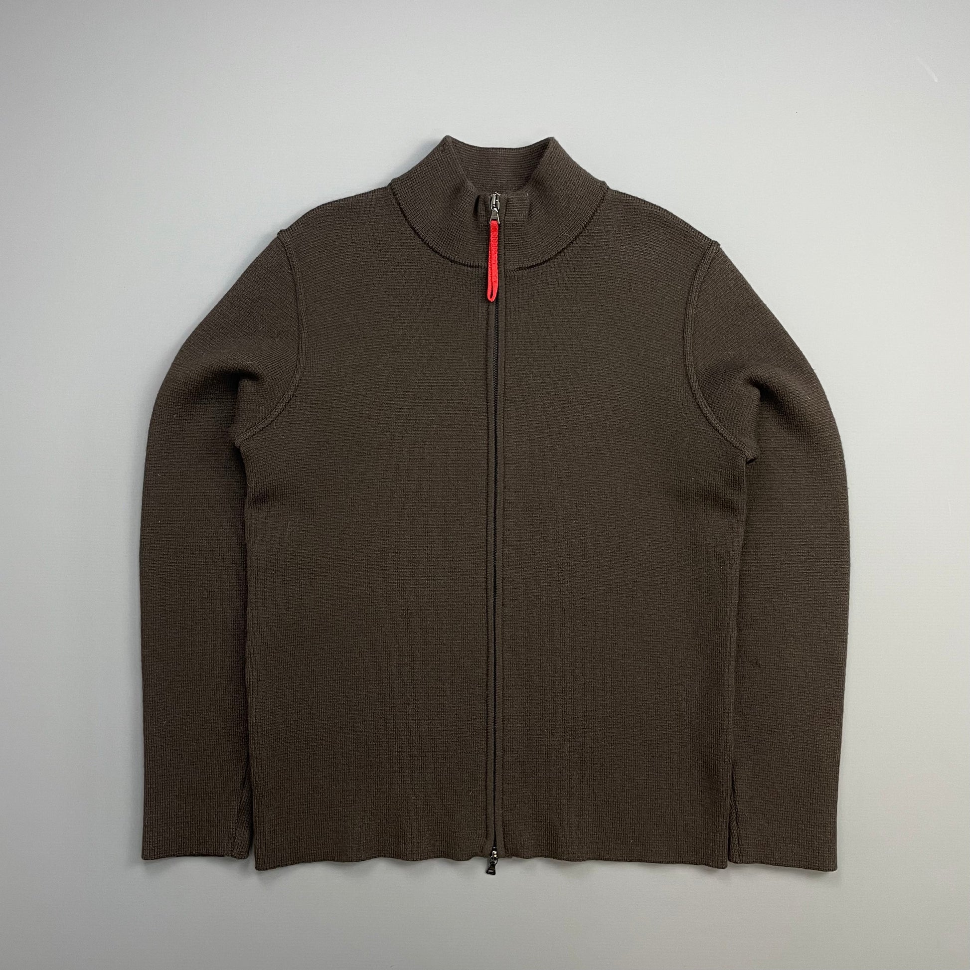 Prada Handbag Sport Khaki 00s -Through Wool Knit Cardigan Brown Zip