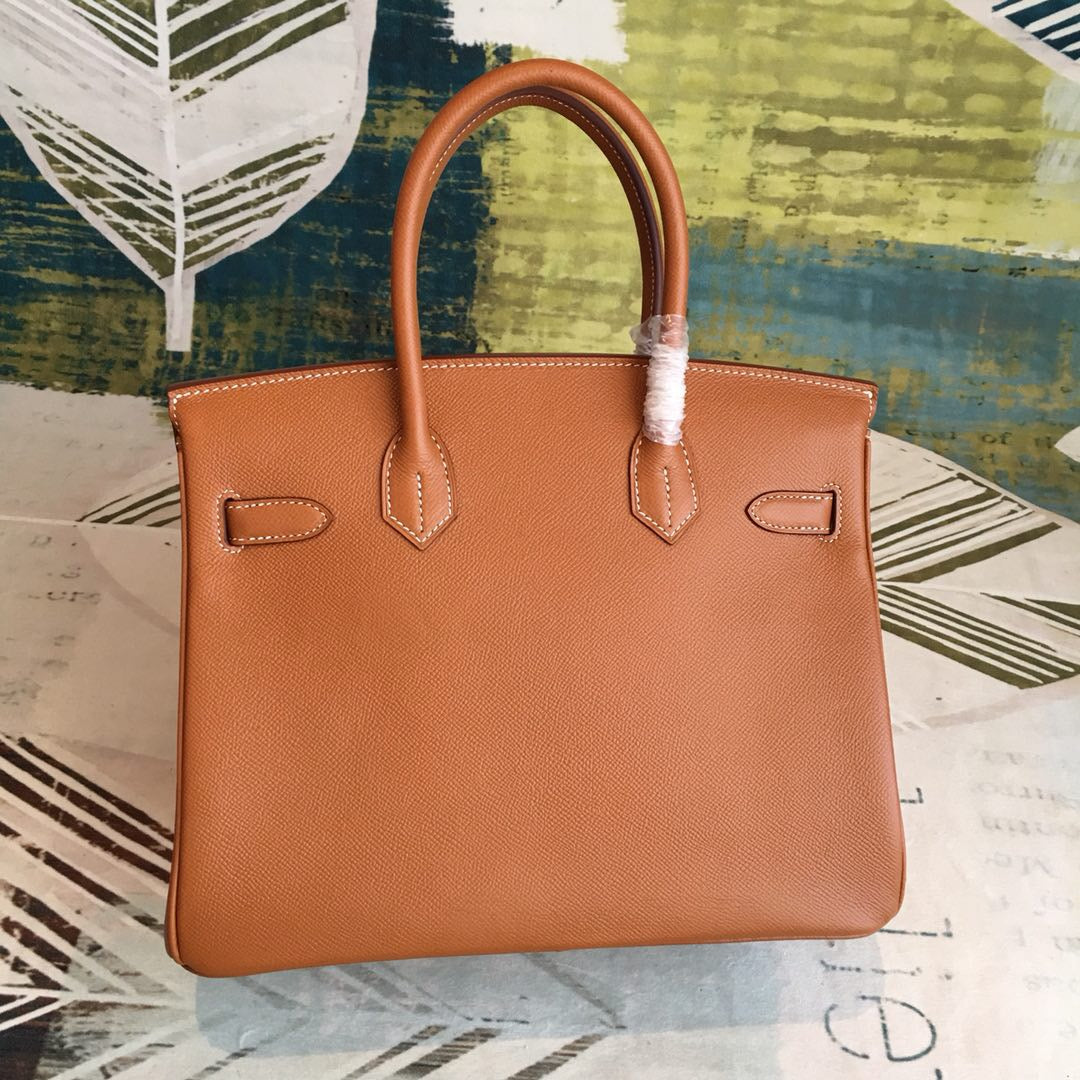Top Quality Birkin Earth Orange For Women Gold Travel Bag