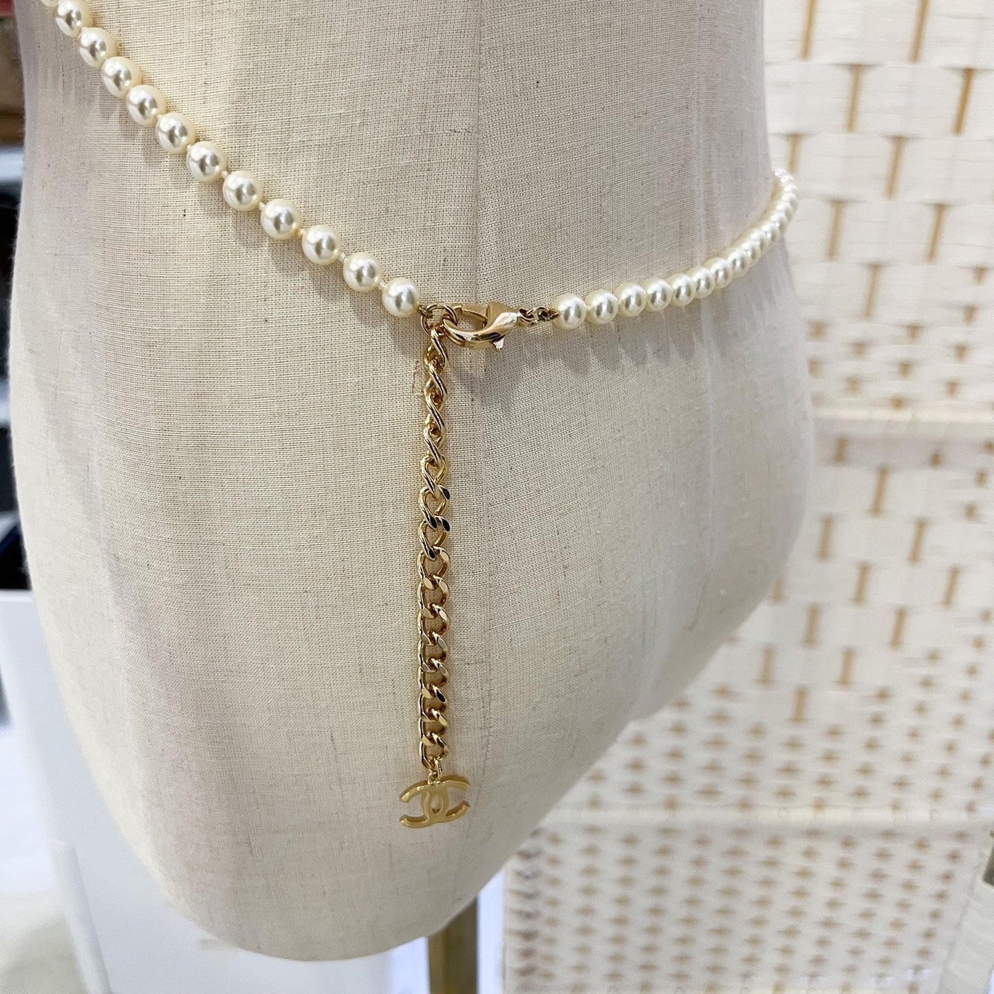 Chanel Pin Design Chain Belt with Pearls in GHW ()