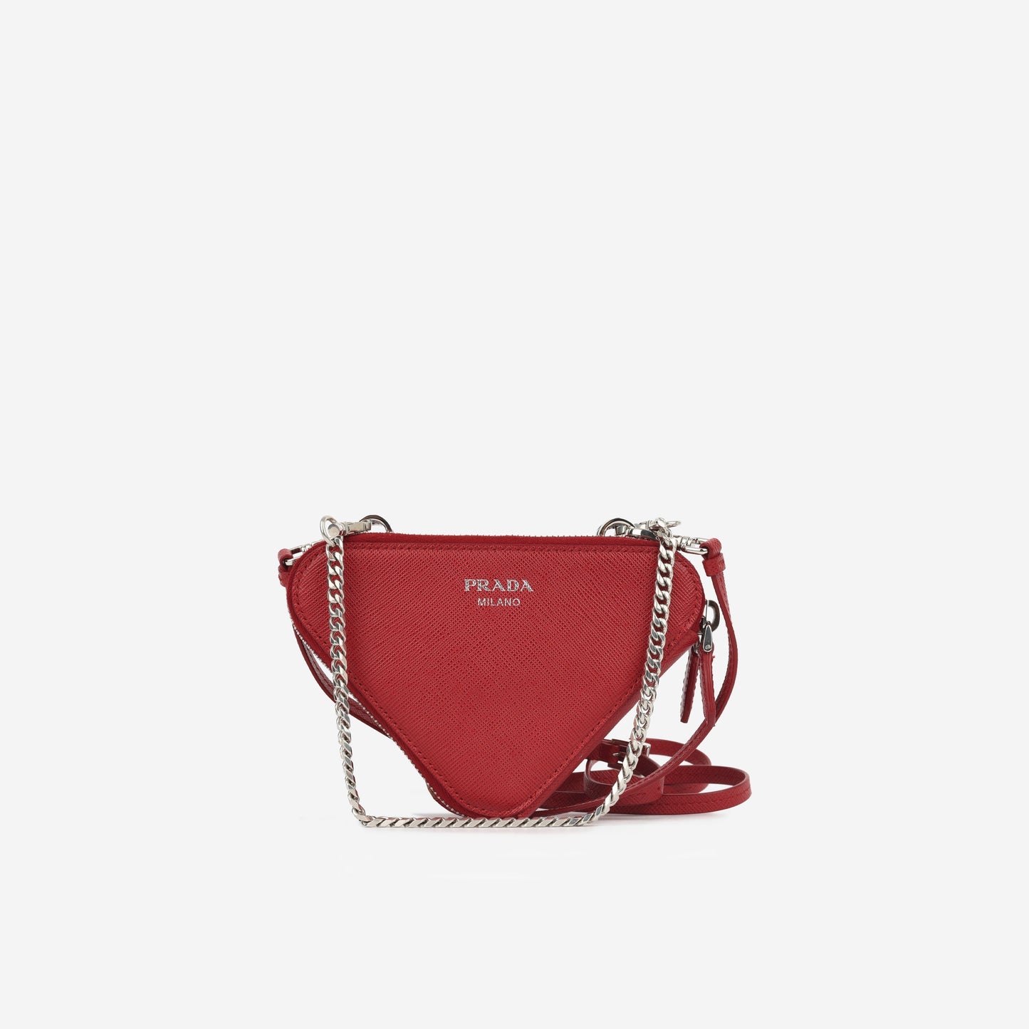 Prada Triangle Pouch Shoulder Bag Red Mini