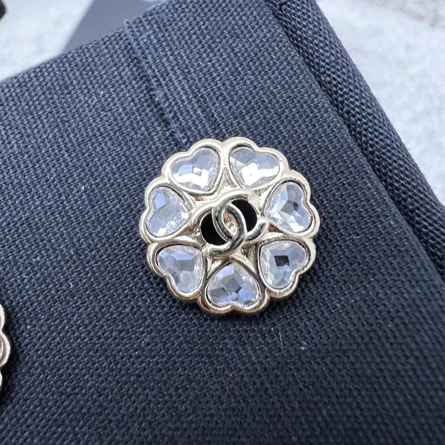 Chanel Round Earrings with Crystals in LGHW Jewelry
