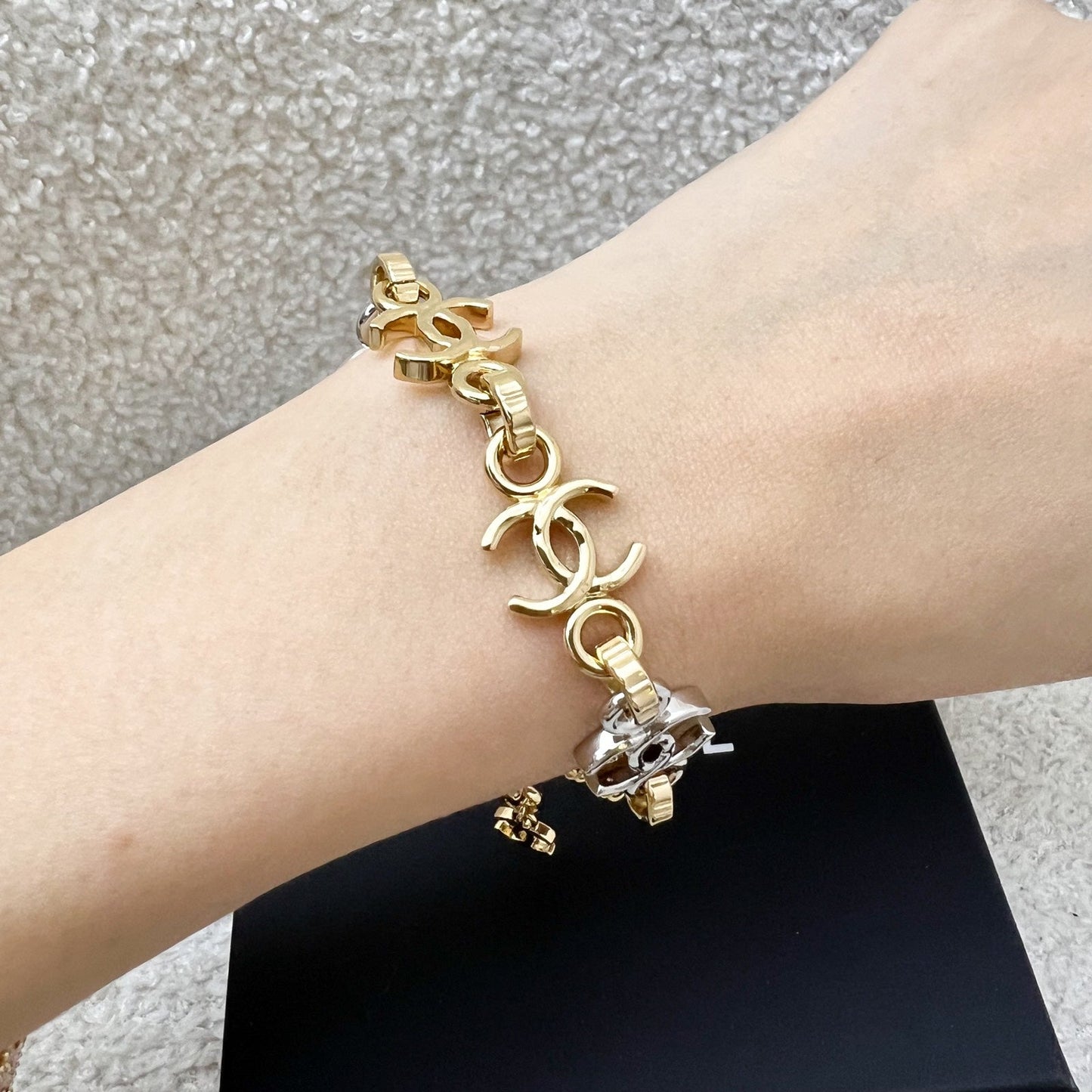 Chanel CC Logos Bracelet in 2 Tone Gold and Silver HW