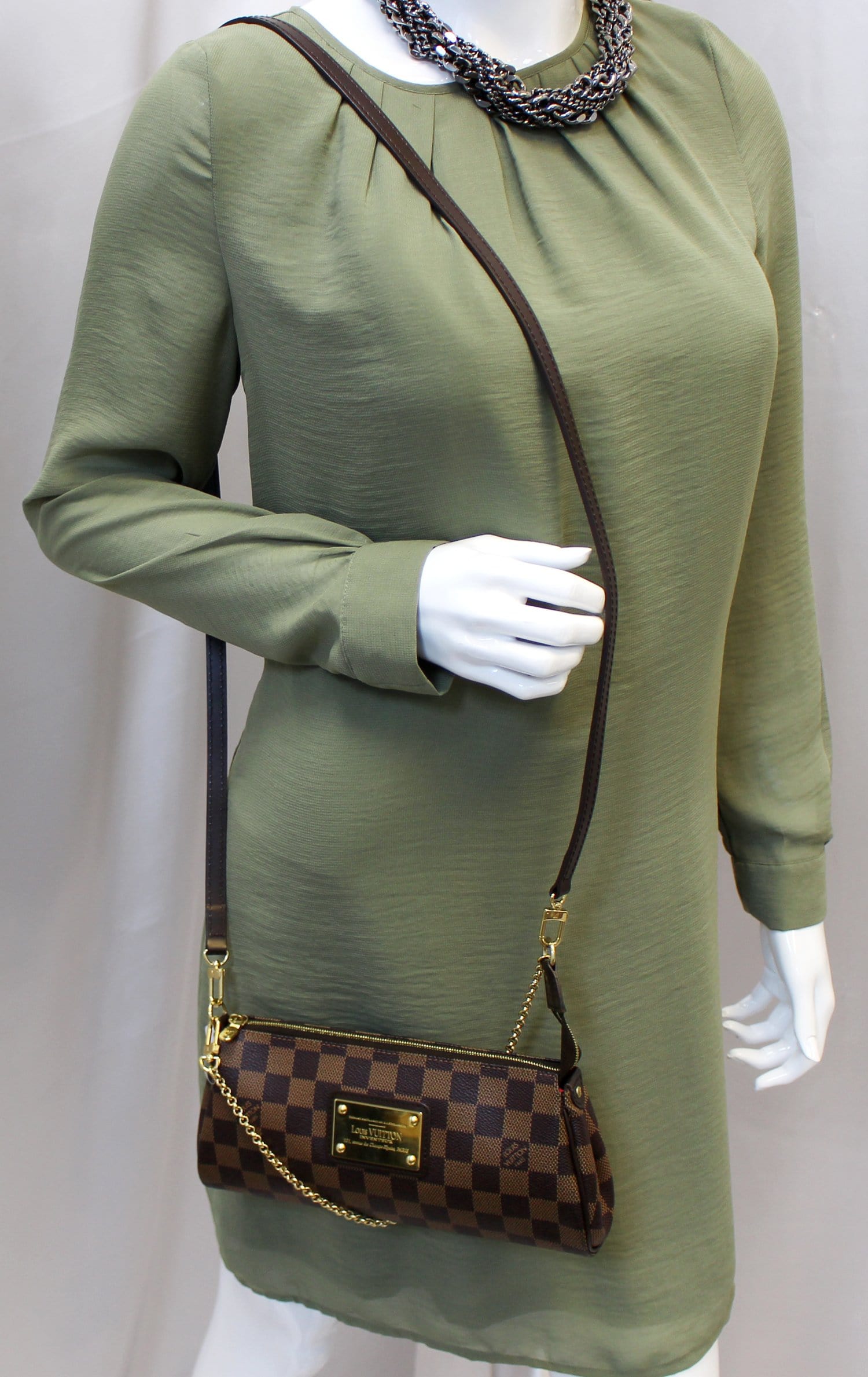 Louis Damier Ebene Pochette Eva Clutch Shoulder Crossbody Bag