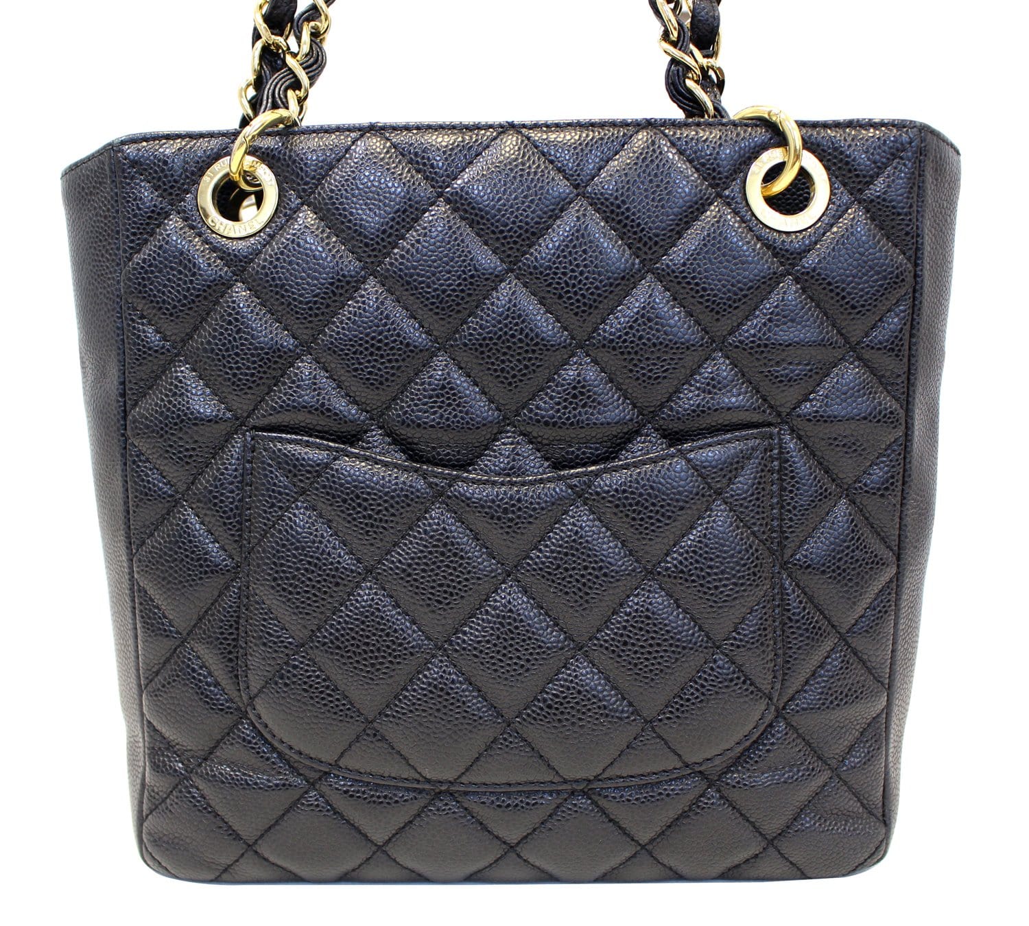 Chanel Caviar Petite Shopping Tote Bag Leather Black