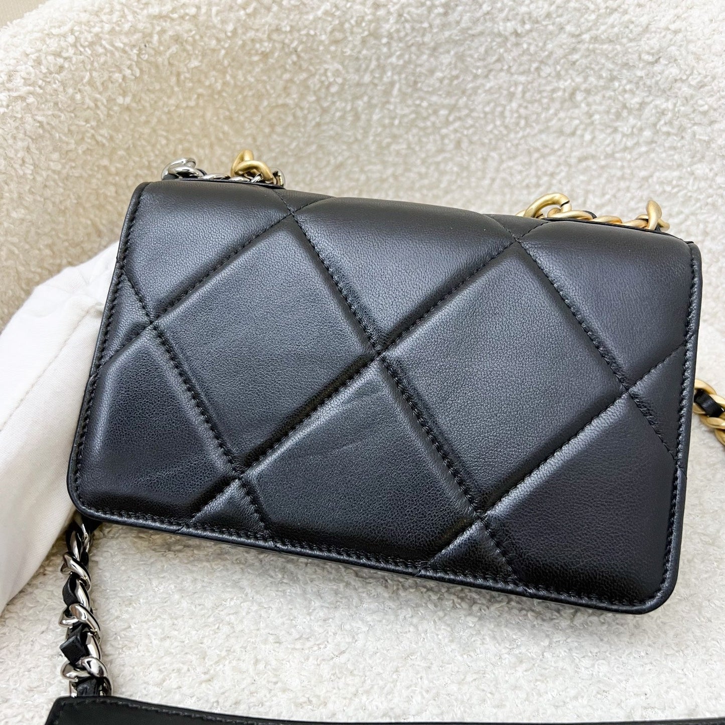 Chanel 19 Wallet on Chain WOC in Black Lambskin and 3-Tone HW (Model: ) Bag