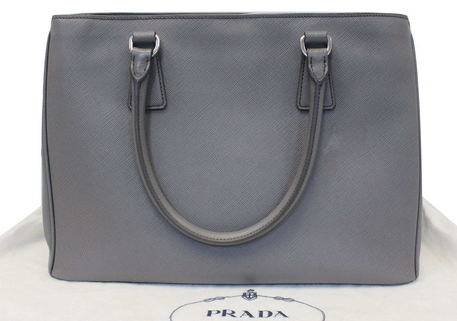 Prada Saffiano Executive Dark Grey Tote Shoulder Bag Bag Tt2543