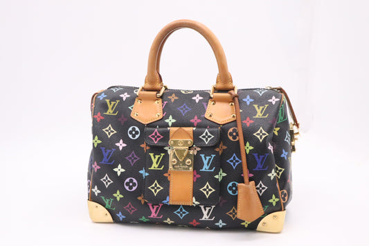 Louis Vuitton Speedy 30 Monogram Multicolor Black Canvas Handbag