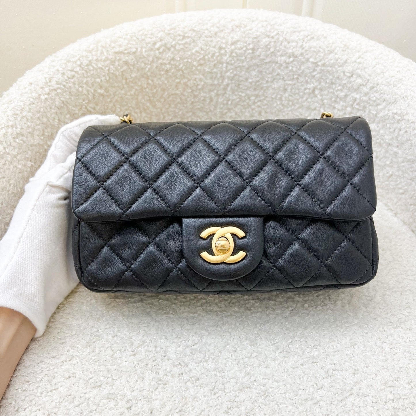 Chanel Pearl Crush Mini Rectangle Flap in Black Lambskin AGHW () Accessory