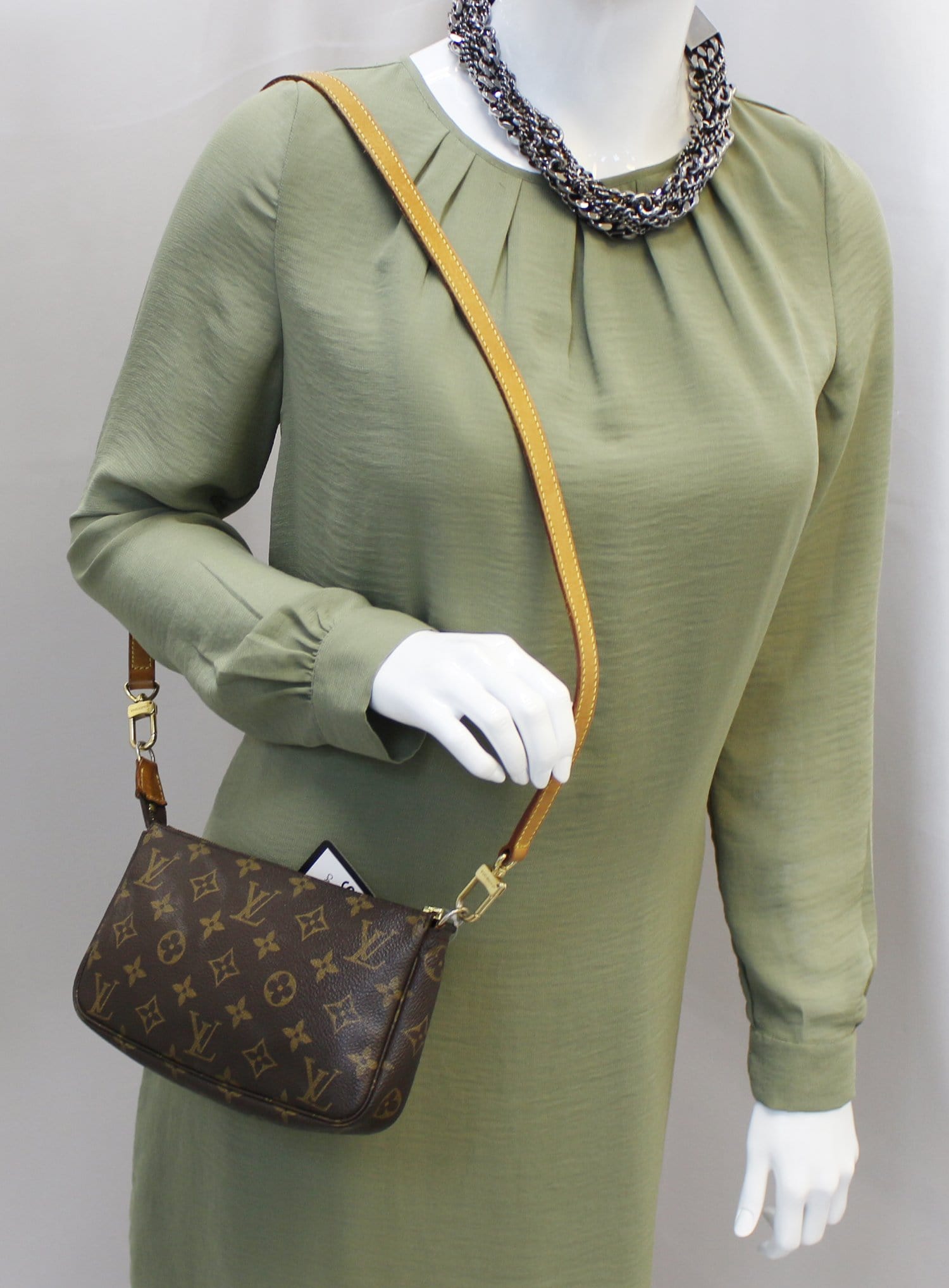 Louis Pouch Pochette Accessoires Long Strap Shoulder Canvas Monogram Shoulder Bag