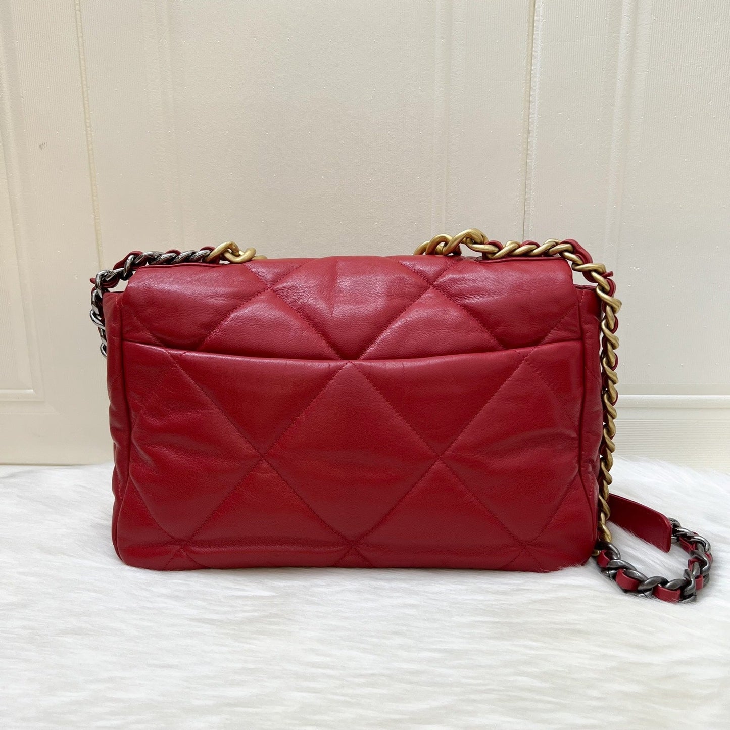 Chanel 19 Medium / Large Flap in Red Lambskin and 3-tone HW (Model: ) Accessory