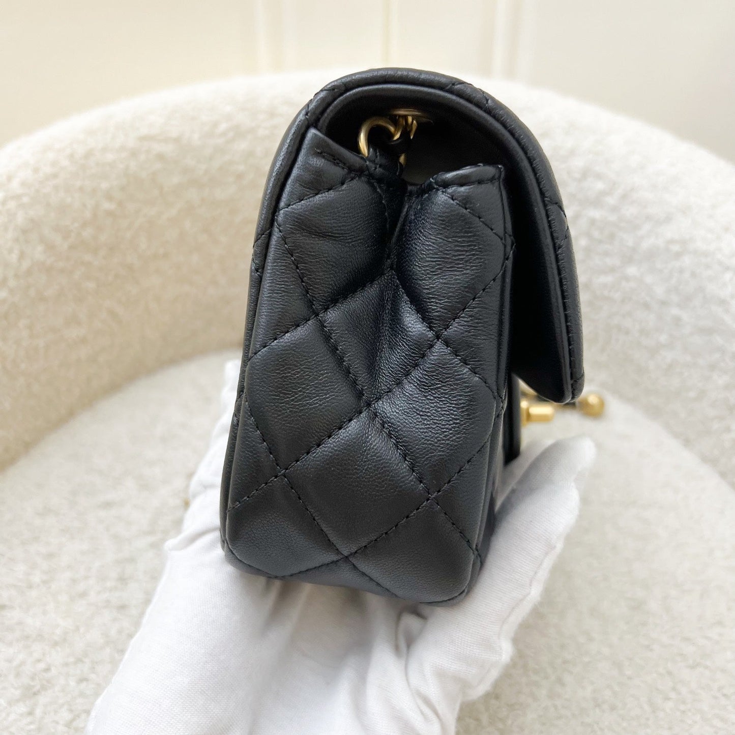 Chanel Pearl Crush Mini Rectangle Flap in Black Lambskin AGHW () Accessory