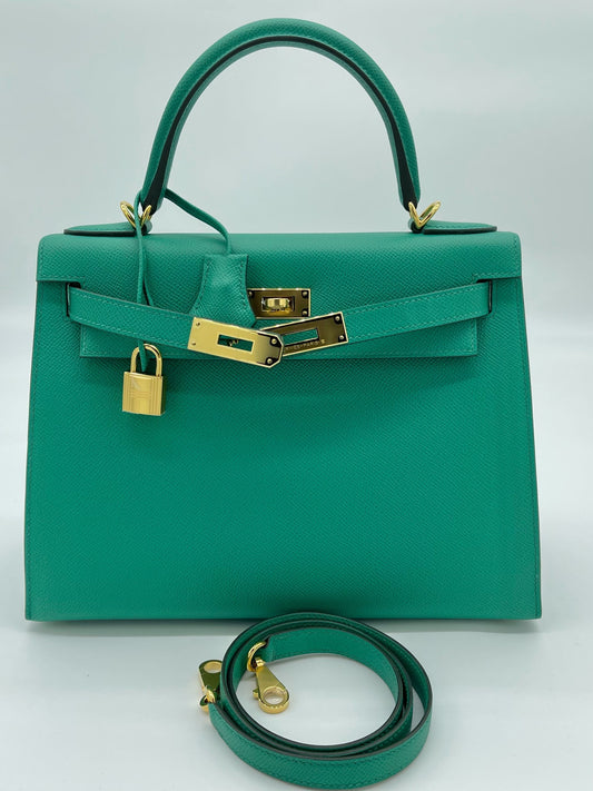 Gucci Hermes Kelly Sellier Epsom Vert Jade Hardware Gold Travel Bag