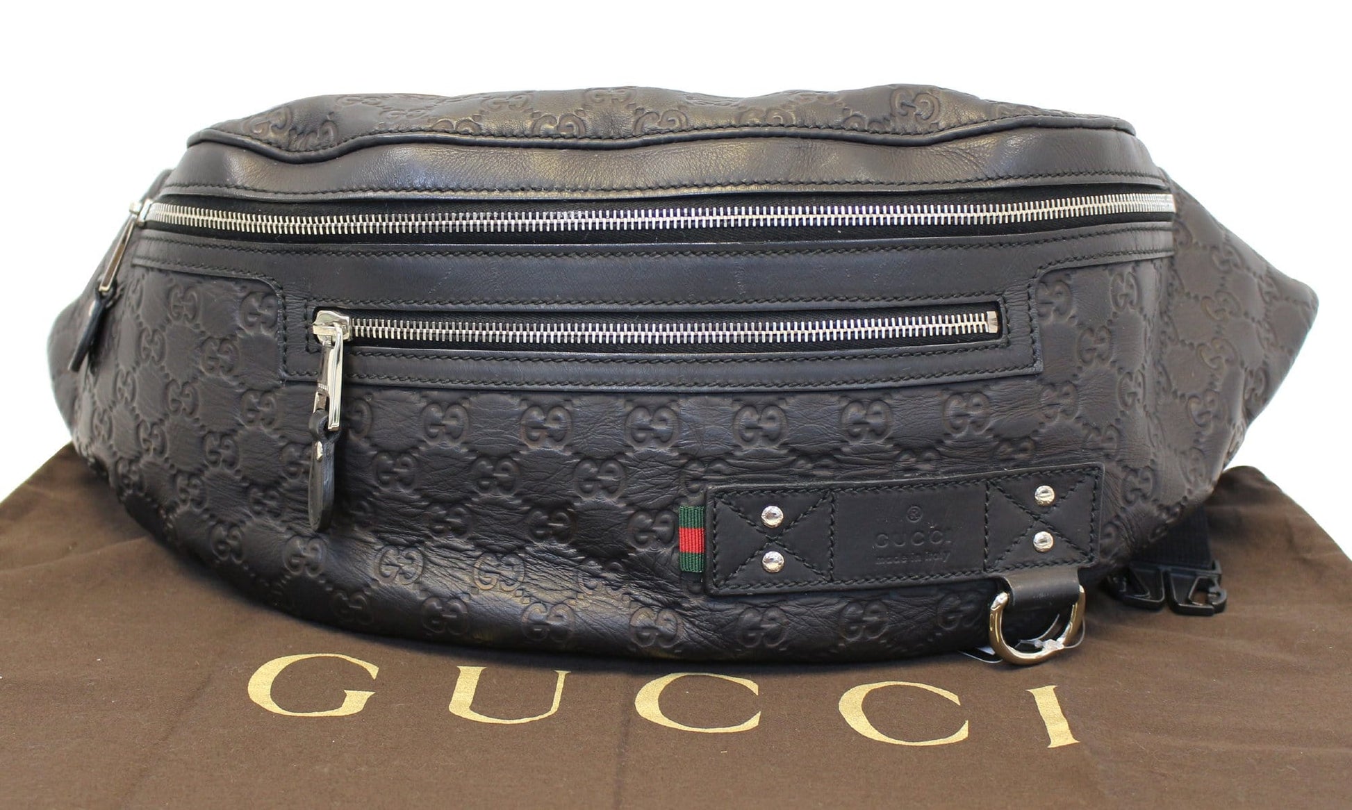 Gucci ssima Waist Crossbody Bag Leather Black