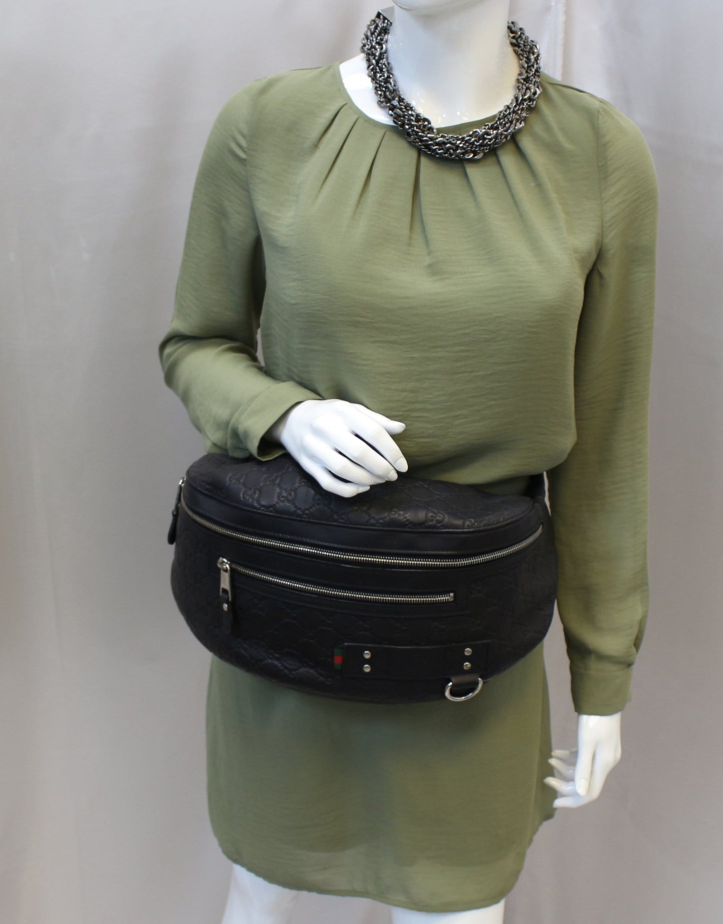 Gucci ssima Waist Crossbody Bag Leather Black