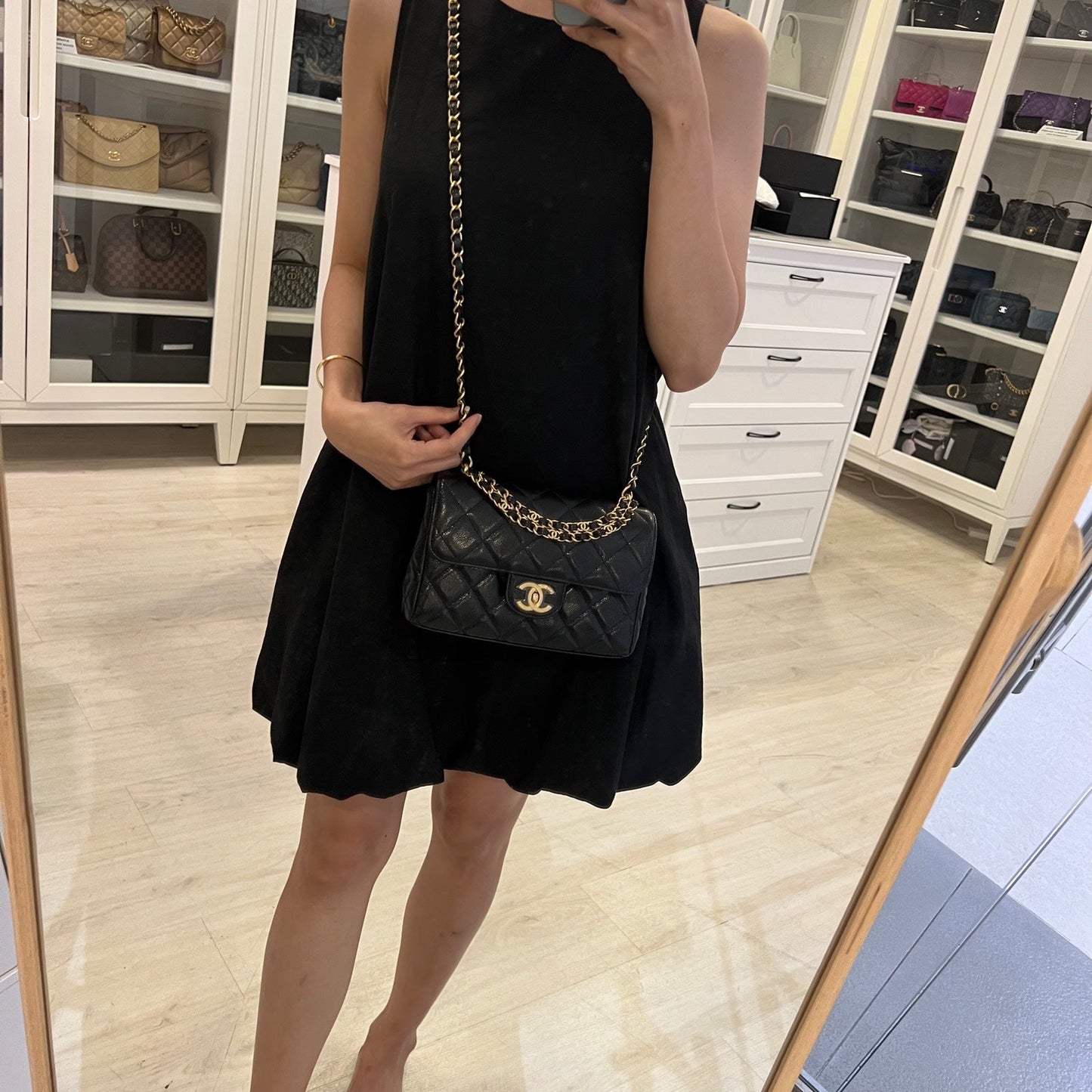 Chanel Seasonal Small / Mini Flap Bag in Black Caviar and AGHW (Model: )