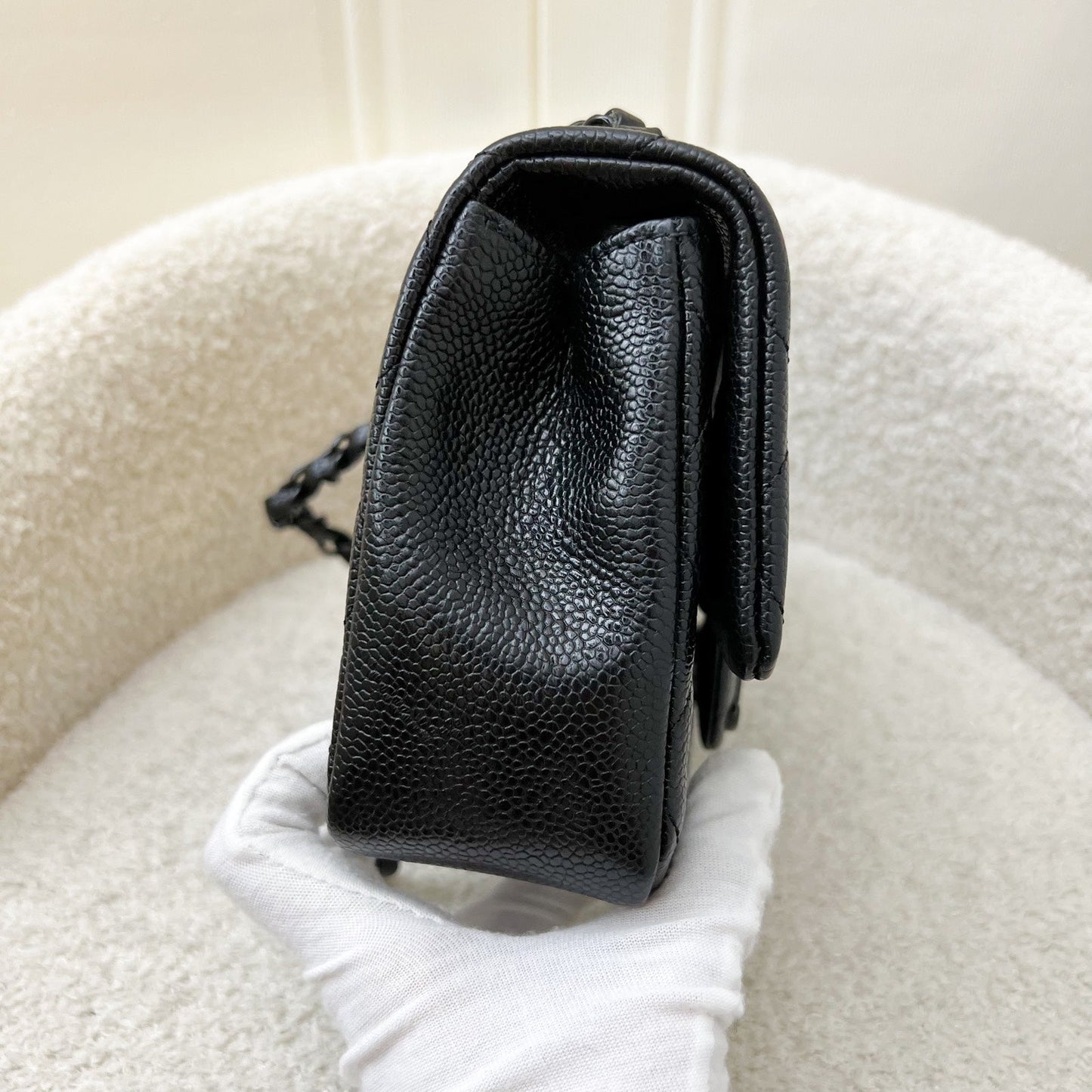 Chanel Incognito So Black Square Mini Flap in Black Caviar and BHW Accessory