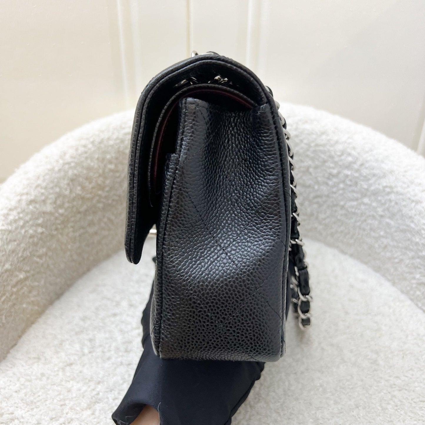 Medium Classic Flap CF in Black Caviar and SHW (Model: ) Accessory Refined