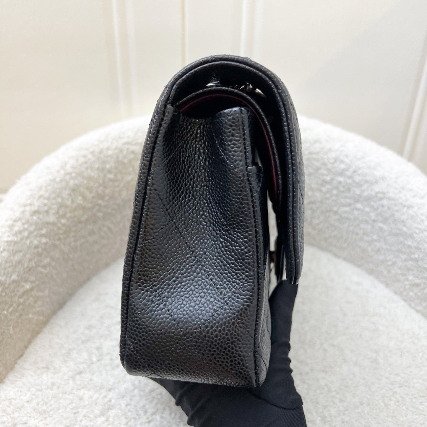 Medium Classic Flap CF in Black Caviar and SHW (Model: ) Accessory Refined